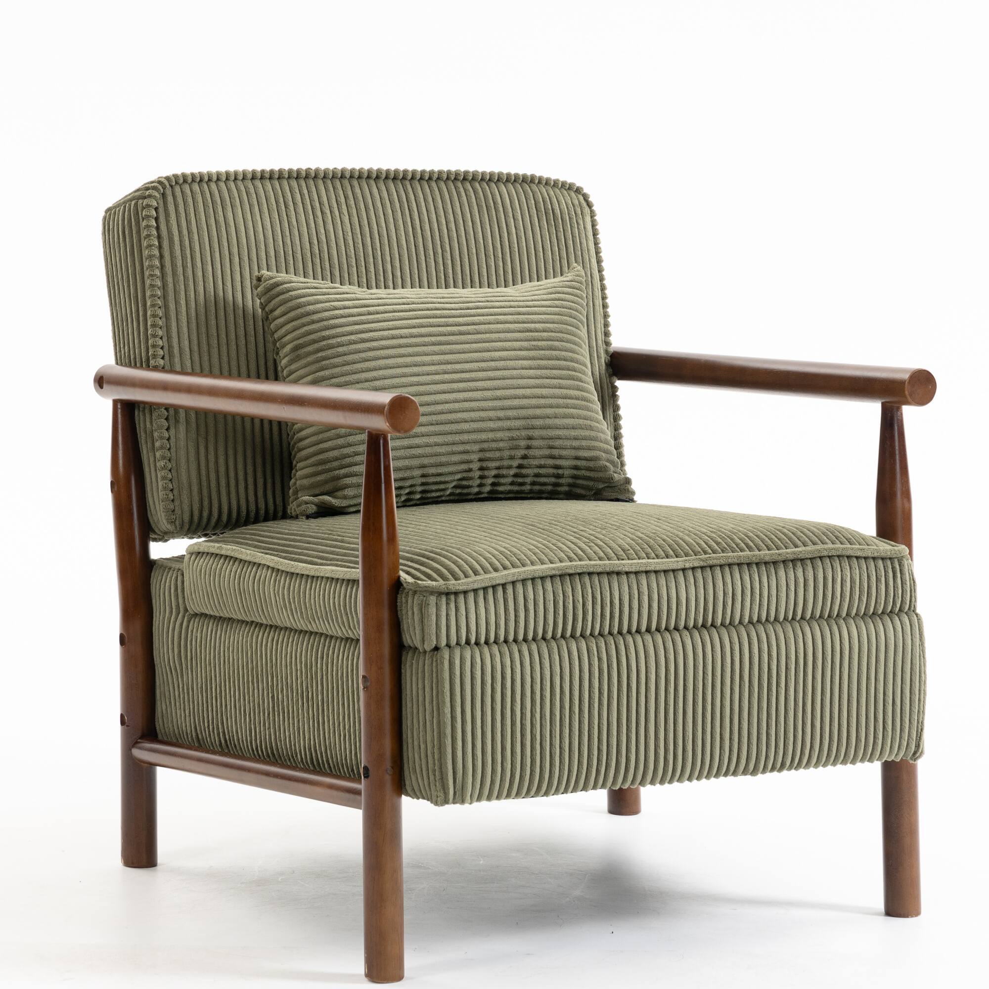 Alt View 2. GOODSILO - Modern Upholstered Accent Armchair with Hidden Storage and Waist Support Cushion for Living Room Bedroom - Antique Green.