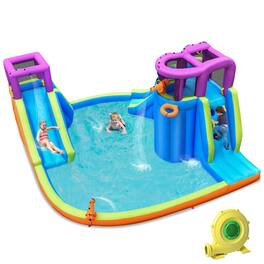 Costway - 6 in 1 Inflatable Dual Slide Water Park Climbing Bouncer W/ 950W Blower - Multicolour
