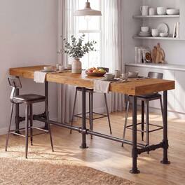 Tribesigns - 71-Inch Long Solid Wood Counter Height Dining Table - Brown