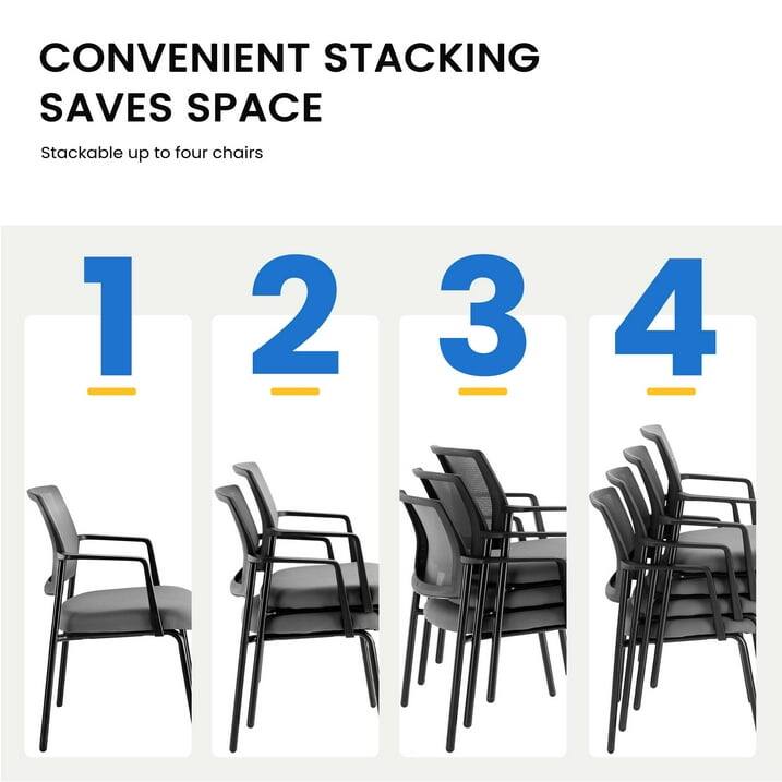 CONVENIENT STACKING SAVES SPACE  
Stackable up to four chairs  
1 2 3 4