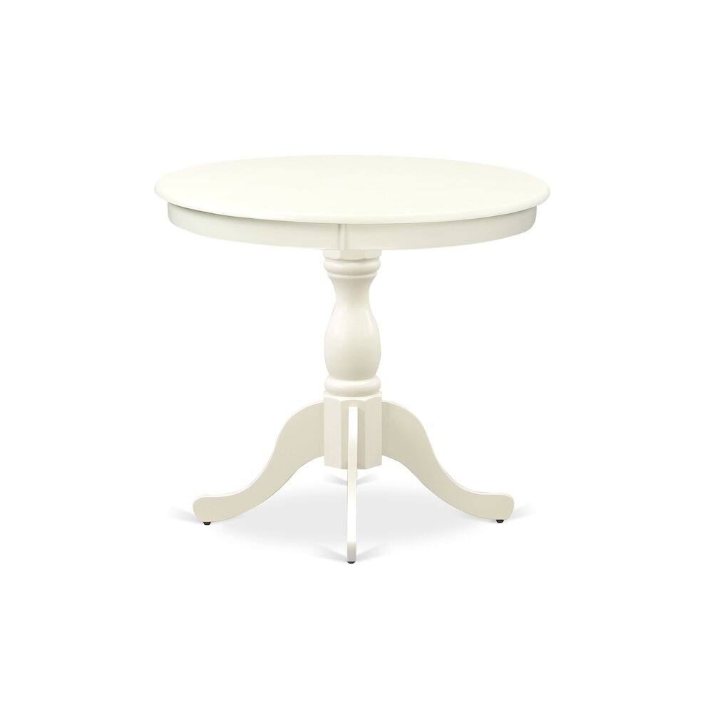 Alt View 3. East West Furniture - East West Furniture 3 Piece Dining Table Set Includes 1 Round Pedestal Dining Table and 2 Linen White Dinning Room - Multi-Color.
