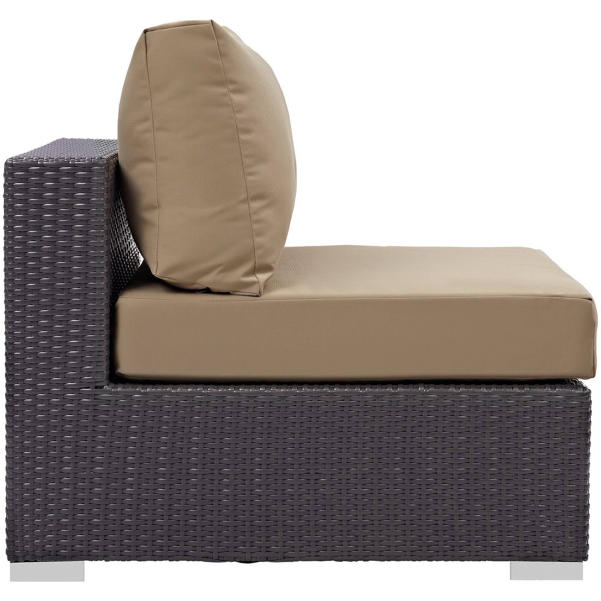 Alt View 5. Modway - Convene 5-Piece Outdoor Patio Sectional Set with Cushioned Seats and Armrests - Espresso Mocha.