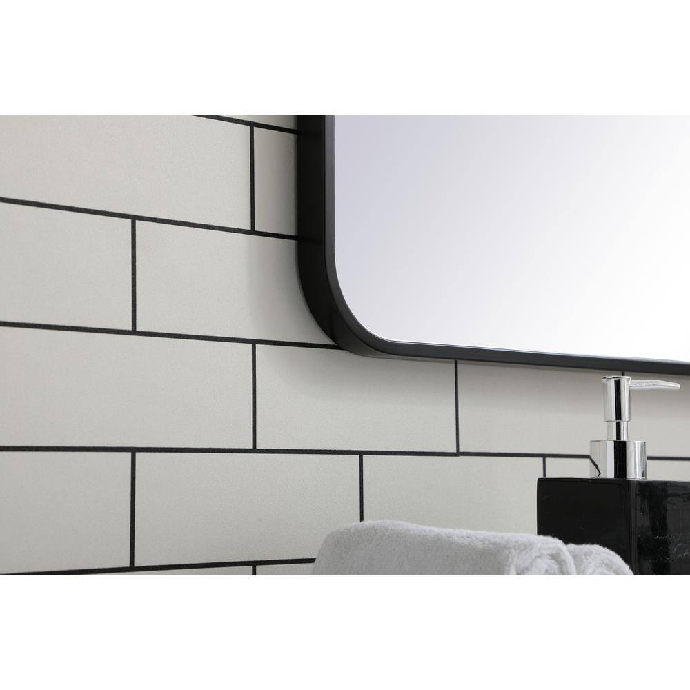 Alt View 2. Elegant Decor - Soft corner metal rectangular mirror 27x40 inch in Black - Black.