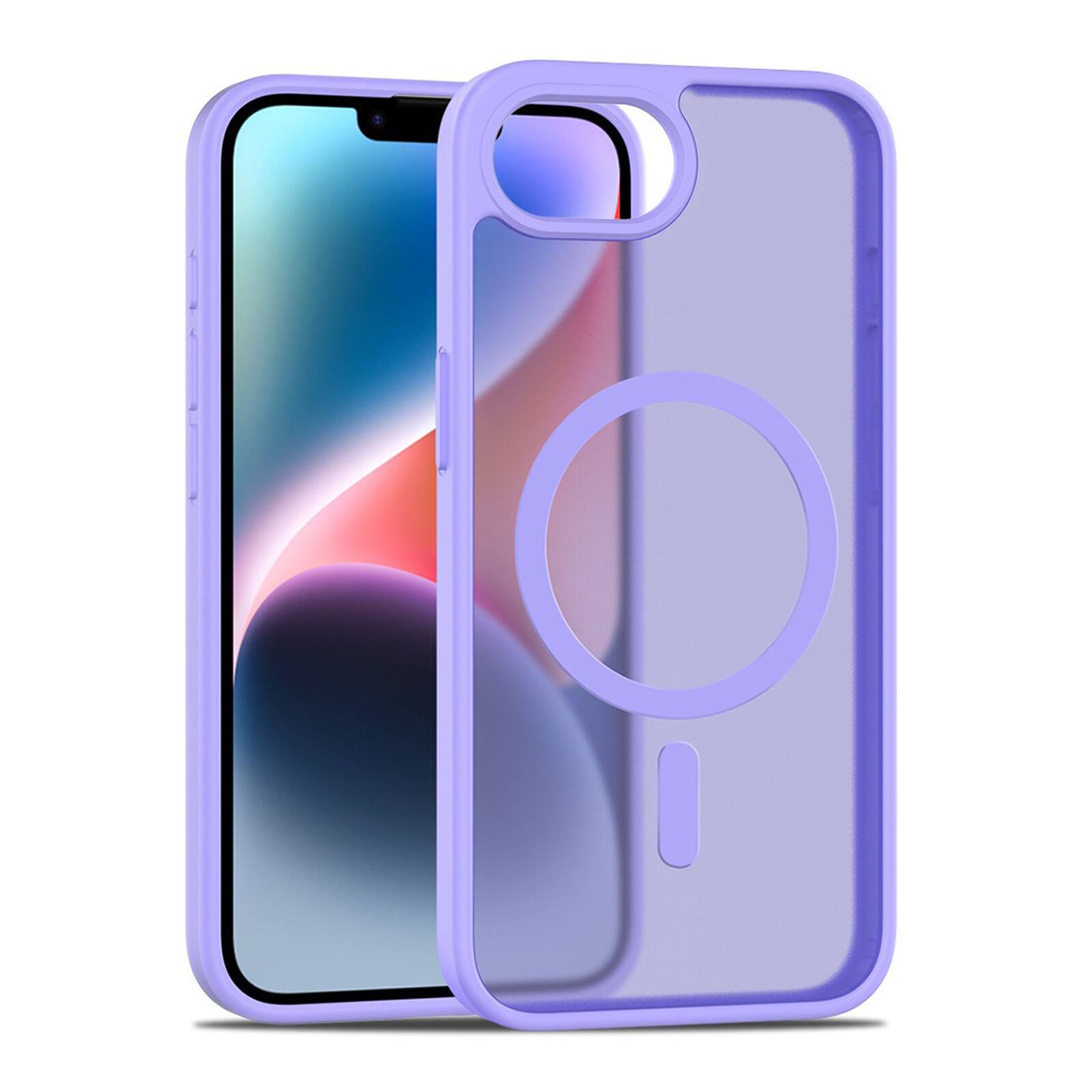 Front. UUCOVER - Magnetic Case for Apple iPhone 16e/17e, Compatible with MagSafe, Drop Protection Shockproof Slim Translucent Matte Cover - Purple.