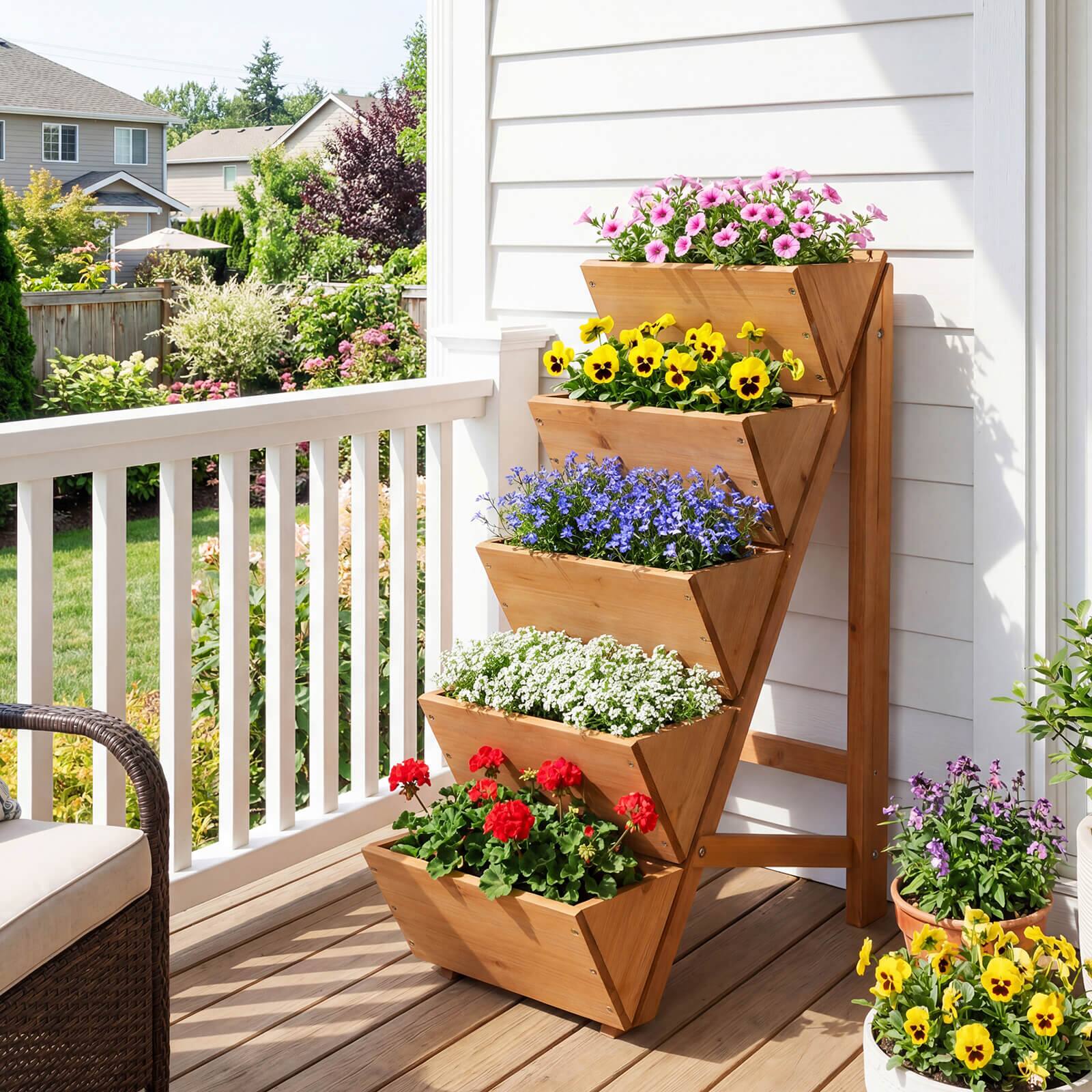 Alt View 5. Costway - Costway 2 PCS 5-tier Vertical Raised Garden Bed with Legs for Growing Vegetables Flowers - Orange.