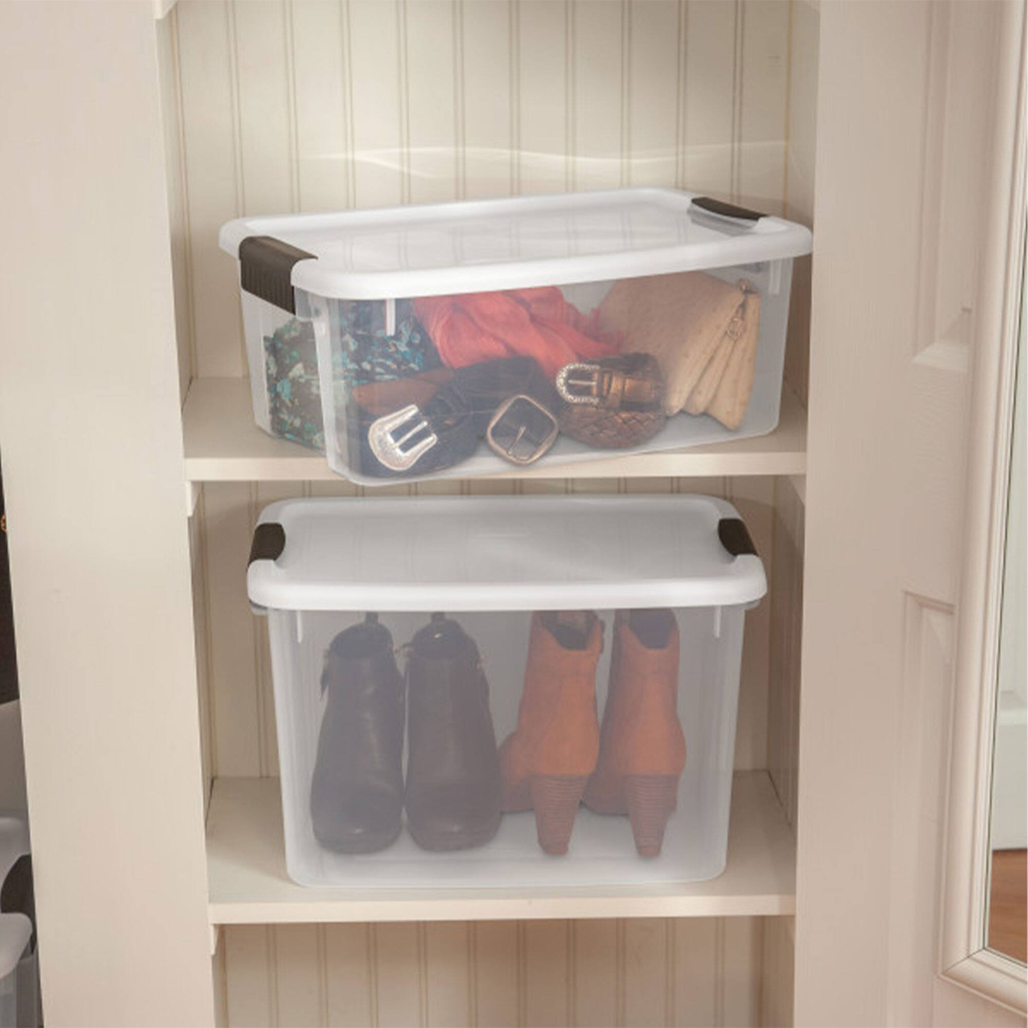 Alt View 8. Sterilite - Sterilite 4 Set of 56 Qt Wheeled Storage Bin & 6 Set of 18 Qt Storage Container - Clear.