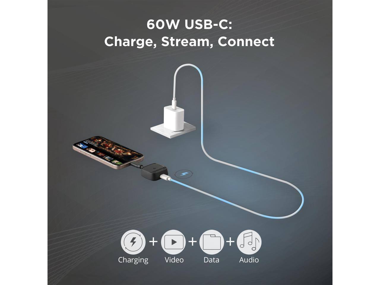 60W USB-C: Charge, Stream, Connect

Charging + Video + Data + Audio