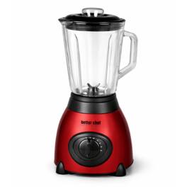 Better Chef - 500-Watt Glass Jar Blender with Stainless Steel Base - Red
