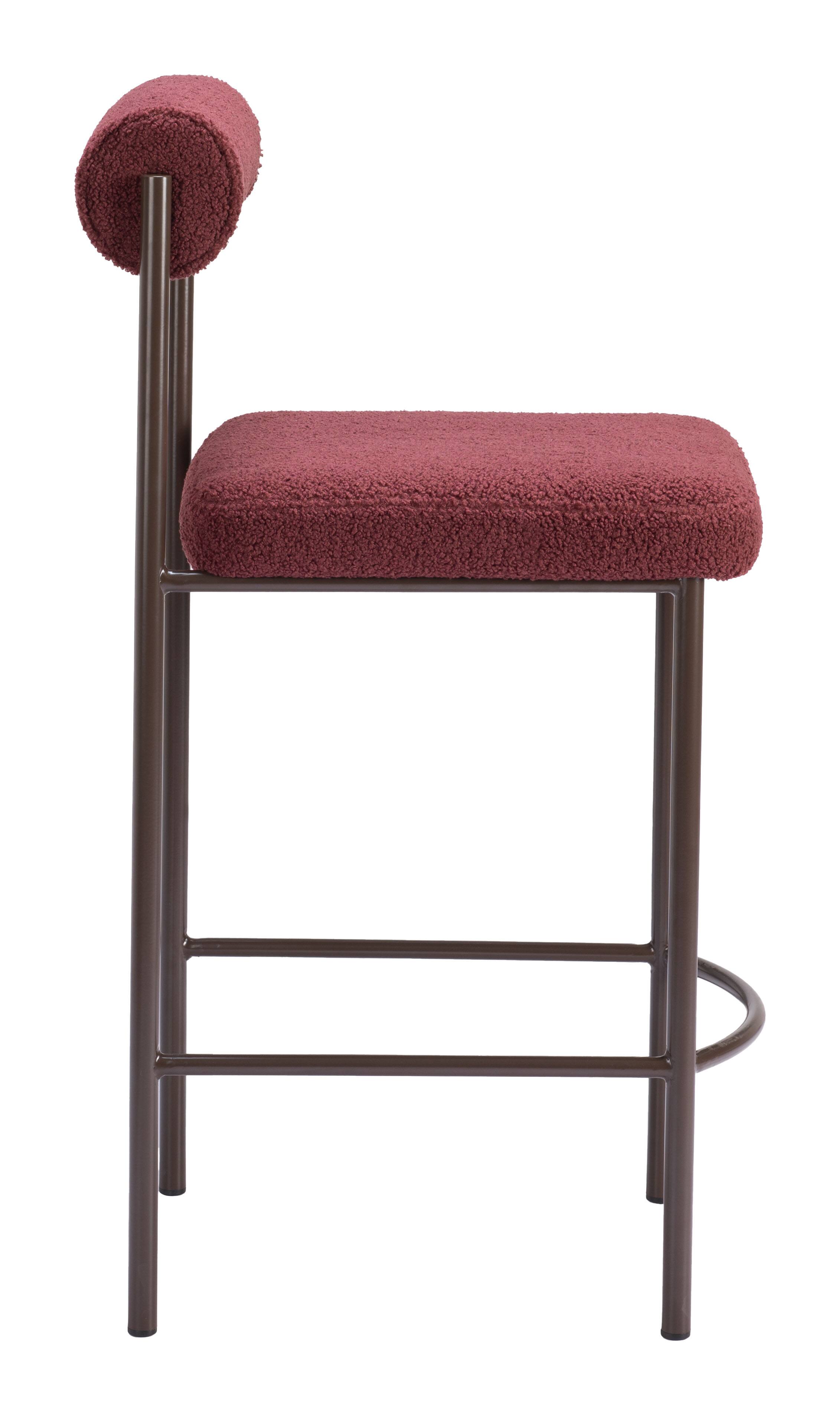 Back. Hivvago - Livorno Counter Stool (Set of 2) Red & Bronze - Red & Bronze.