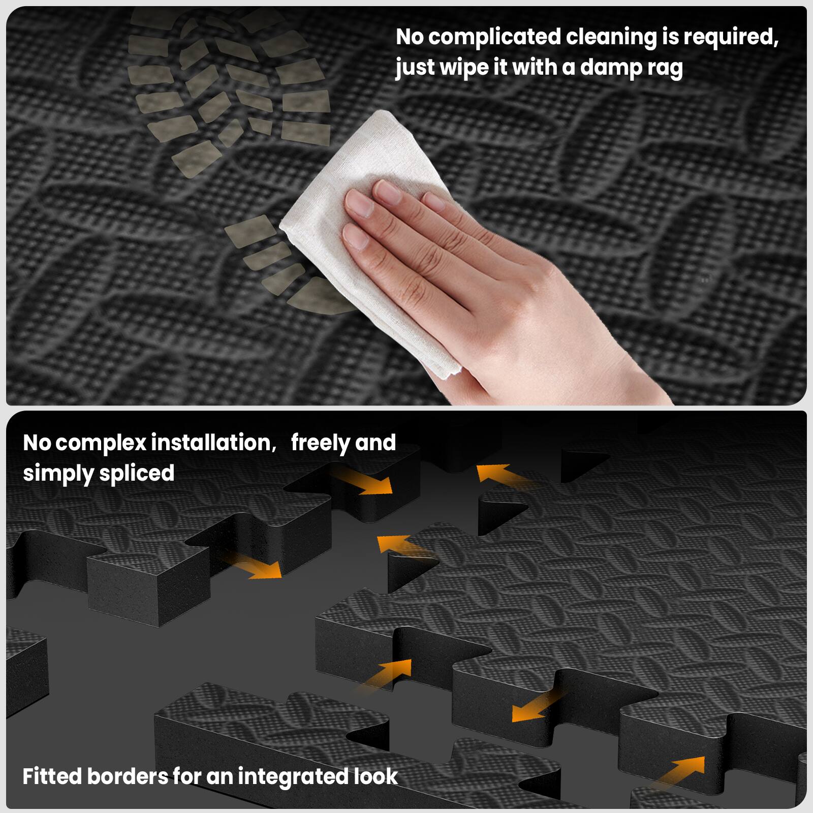 No complicated cleaning is required, just wipe it with a damp rag

No complex installation, freely and simply spliced

Fitted borders for an integrated look