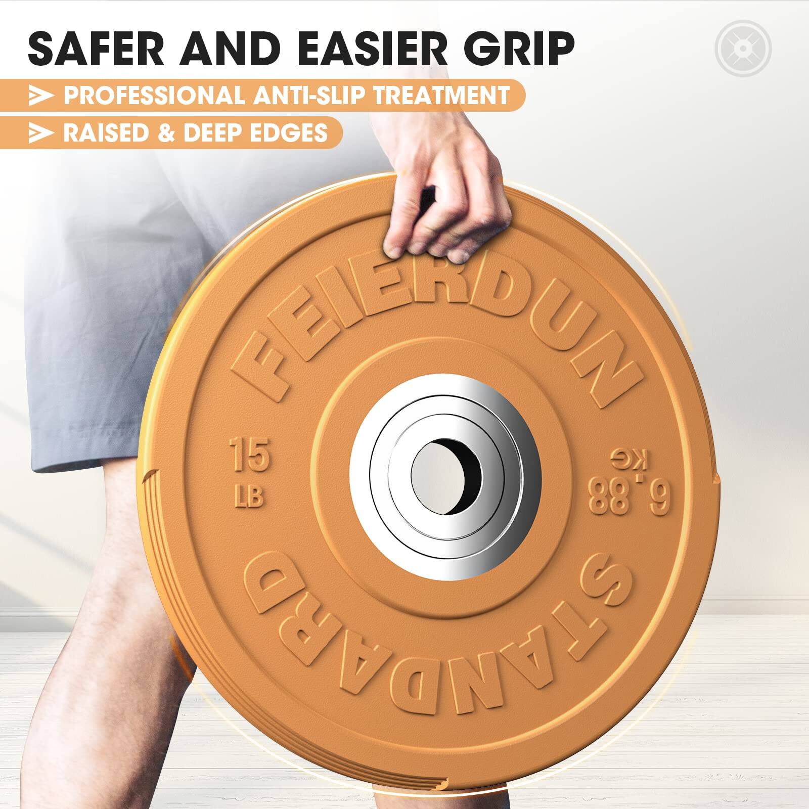 SAFER AND EASIER GRIP  
PROFESSIONAL ANTI-SLIP TREATMENT  
RAISED & DEEP EDGES  

FEIERDUN  
15 LB  
88'9"  
STANDARD