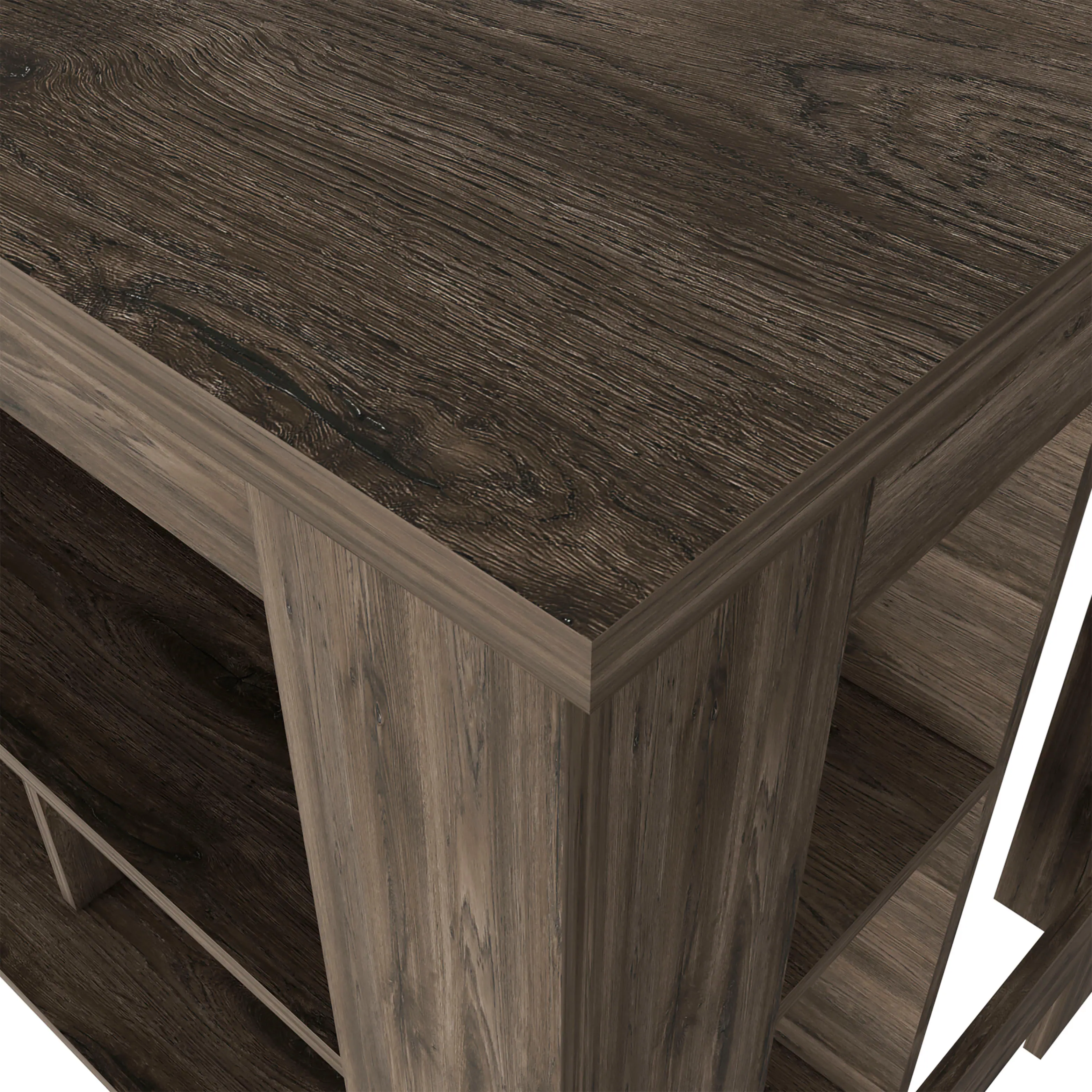 Alt View 5. TuHome - Cala Kitchen Island with Four Legs and Three Storage Shelves - Dark Brown.