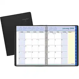 AT-A-GLANCE - 2026 QuickNotes 8.25" x 11" Monthly Planner, Faux Leather Cover - Black