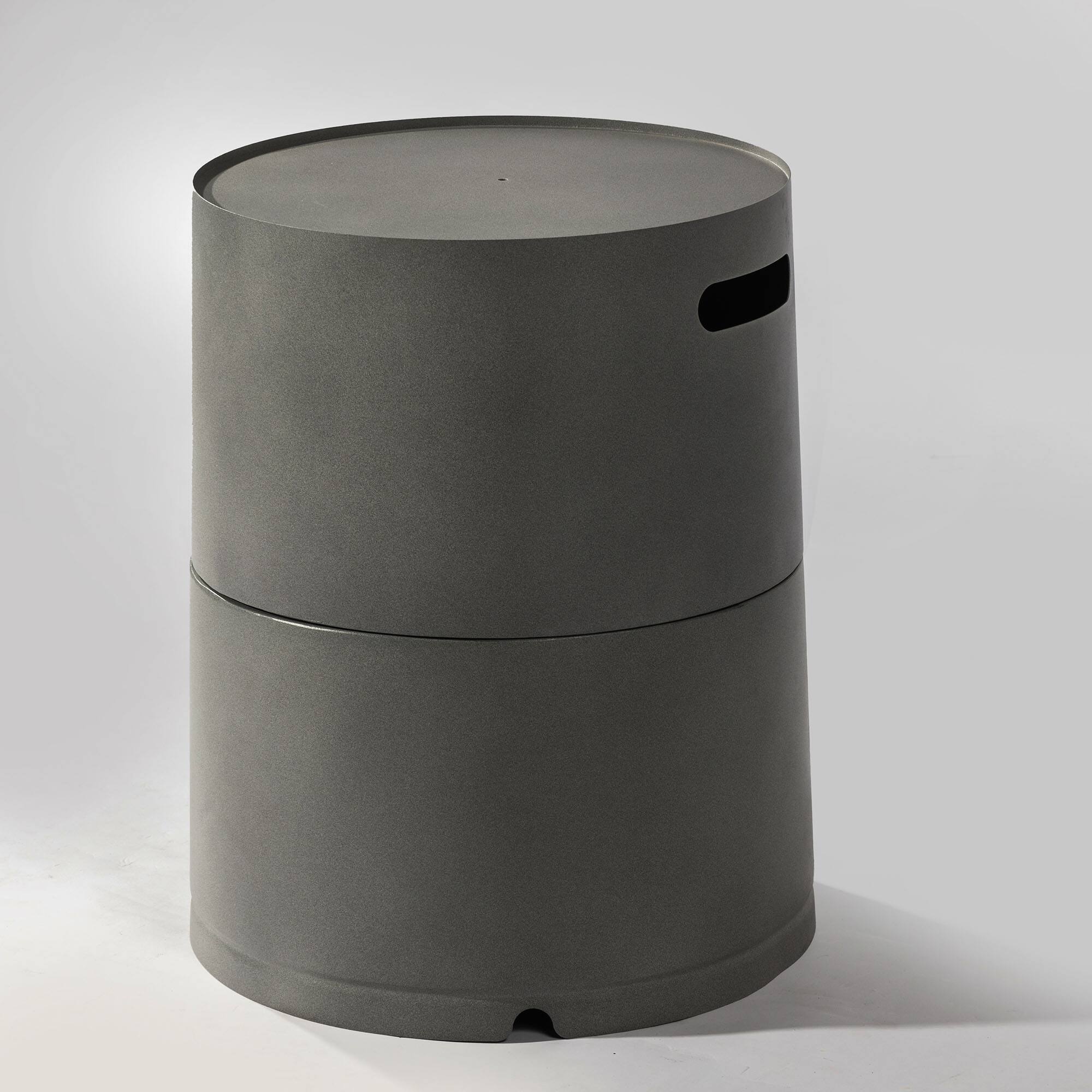 Angle. Mondawe - Round Steel Propane Tank Cover - Grey.