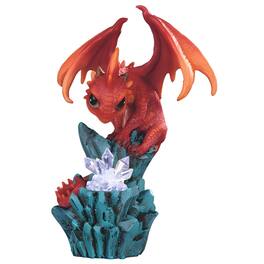 FC Design - 7.5"H LED Cute Dragon on Rocks Figurine Statue Office/Computer Desk Tabletop Medieval Gaming Home Decor Gift - Multi-Color