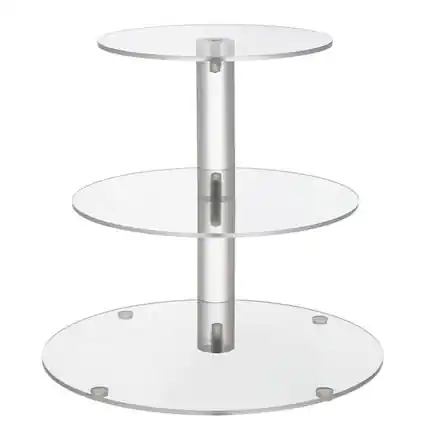 Front. Kitcheniva - Acrylic 3 Tier Dessert Cupcake Stand - Clear.