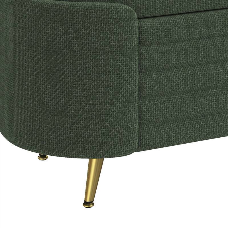 Alt View 7. HTUTWOO - Storage Ottoman - Upholstered Storage Bench End of Bed Bench Entryway Shoe Bench,Living Room Bedroom and Entryway - Green.