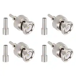 Unique Bargains - 4pcs BNC Male Crimp Connector, 1.8mm 50 Ohm PTFE Insulation for RG316/RG174/RG188/RG188A/LMR100 Coax Wireless Internet - Silver