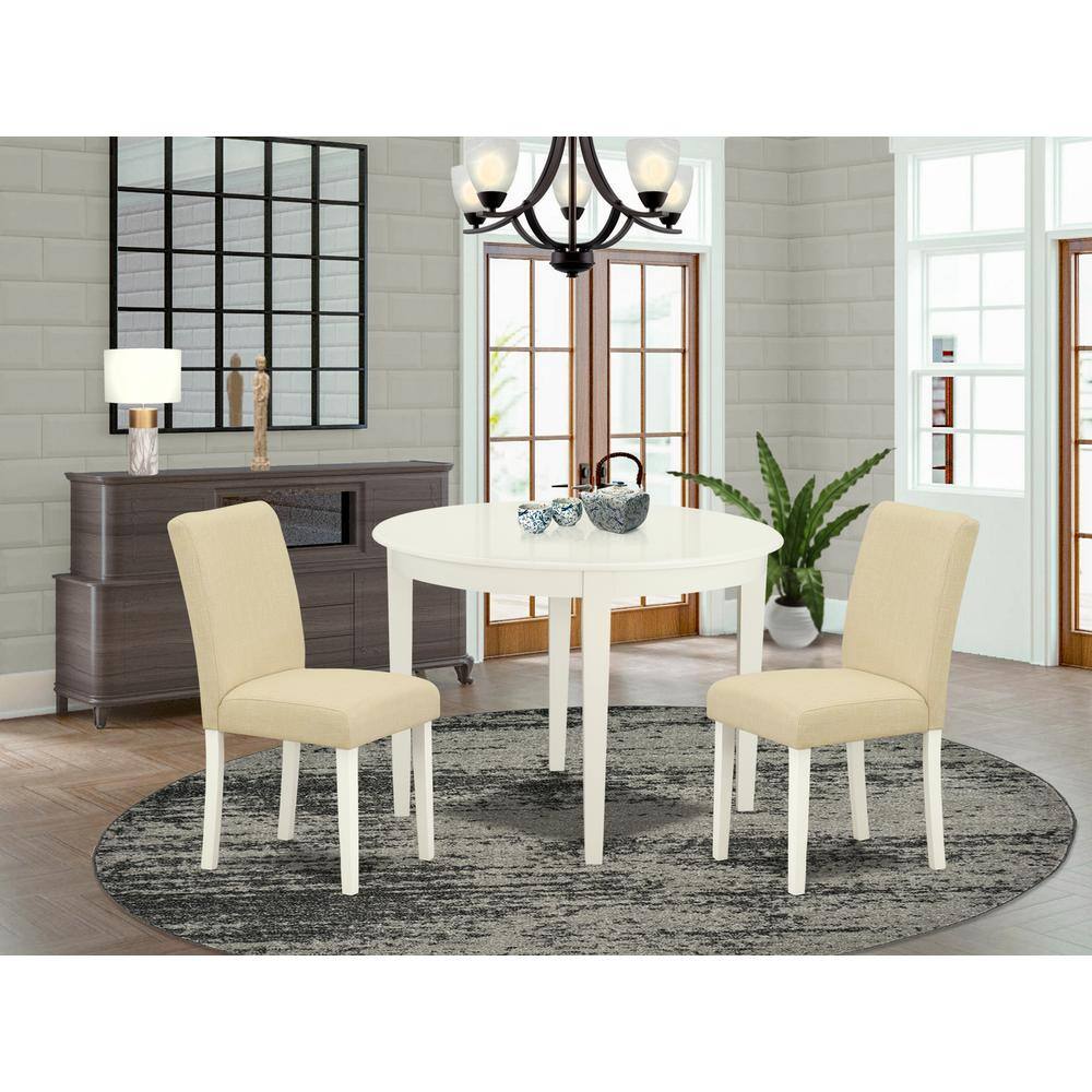 Left. East West Furniture - Dining Room Set Linen White - Brown.