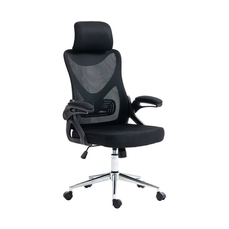 Alt View 4. HTUTWOO - Ergonomic Office Chair - Headrest & Lumbar Support, Adjustable Height, Breathable Mesh Back, Flip-Up Armrests,Steel Base - Black.