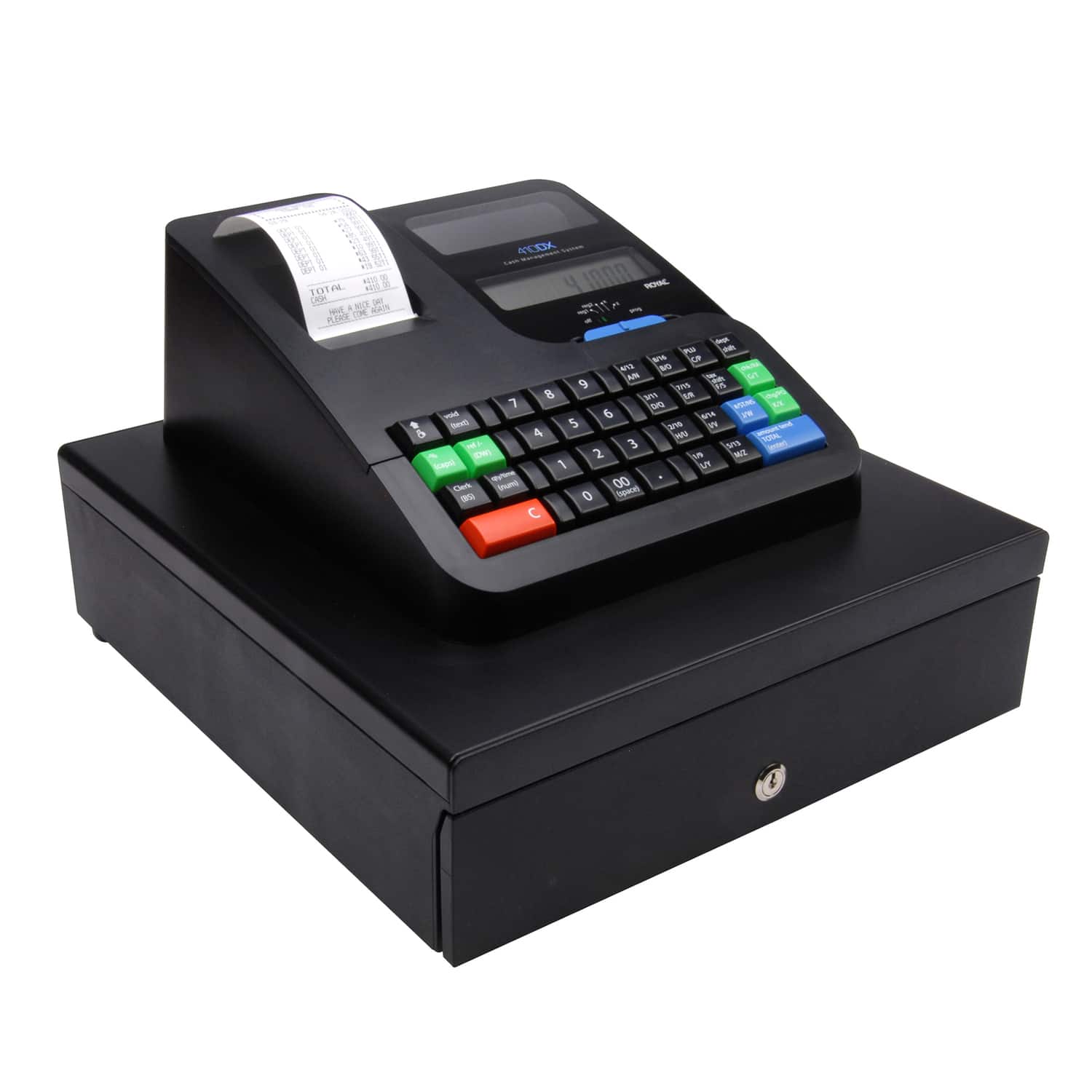 410DX Electronic Cash Register, Thermal Printer, Rear Customer Display, Multi-Clerk Support