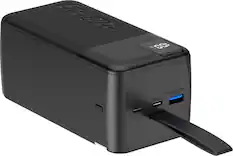 The text on the image reads: "EEOe M% Pr 1 PD USB-C IN/OUT Fast Charge Smart USB OUT 2 PD USB-C IN/OUT."