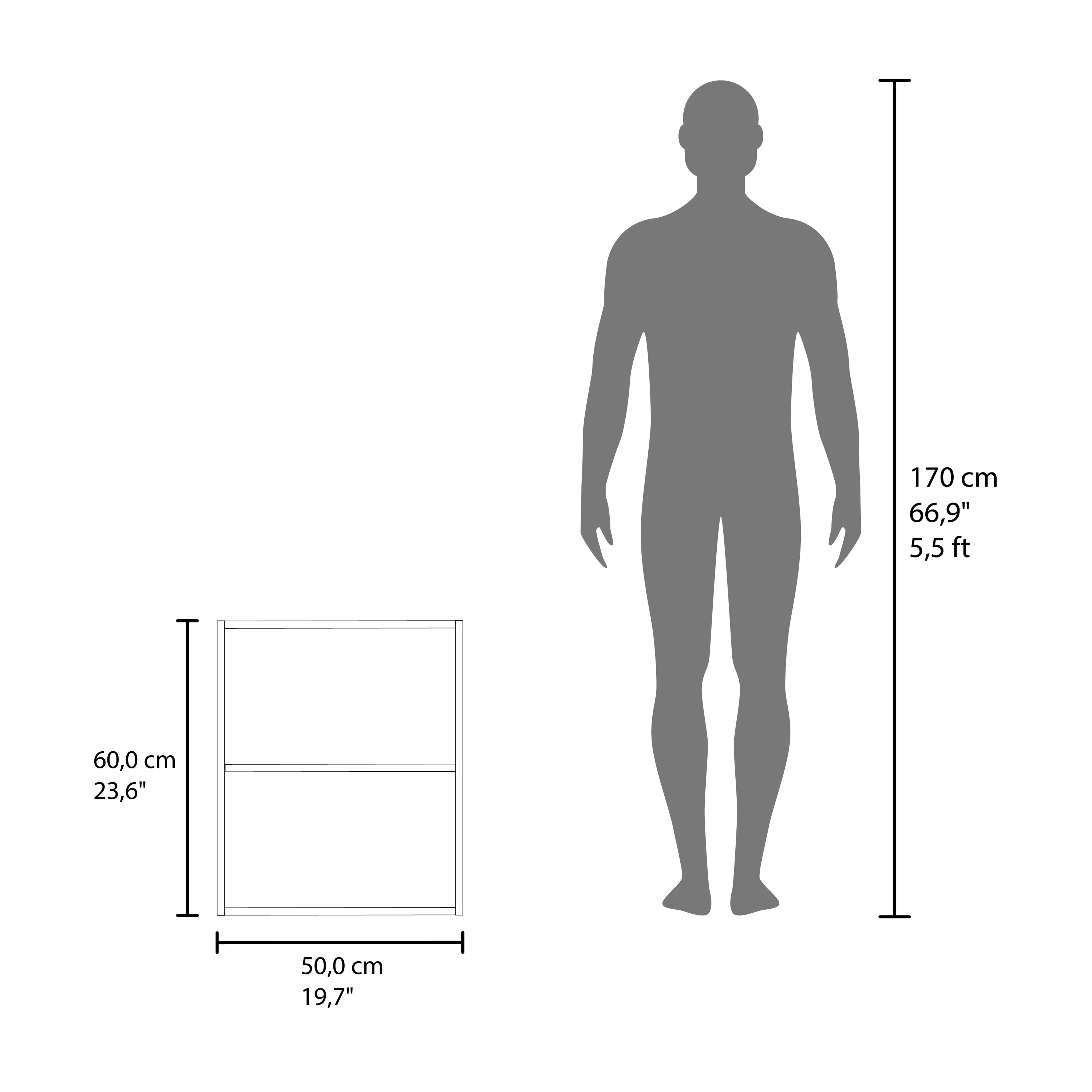 170 cm 66,9" 5,5ft  
60,0 cm 23,6"  
50,0 cm 19,7"