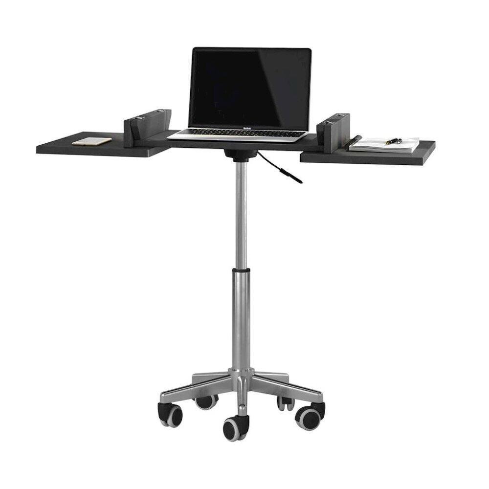 Front. FurniFact - Gray Folding Desk With Adjustable Height And Panels - Gray.