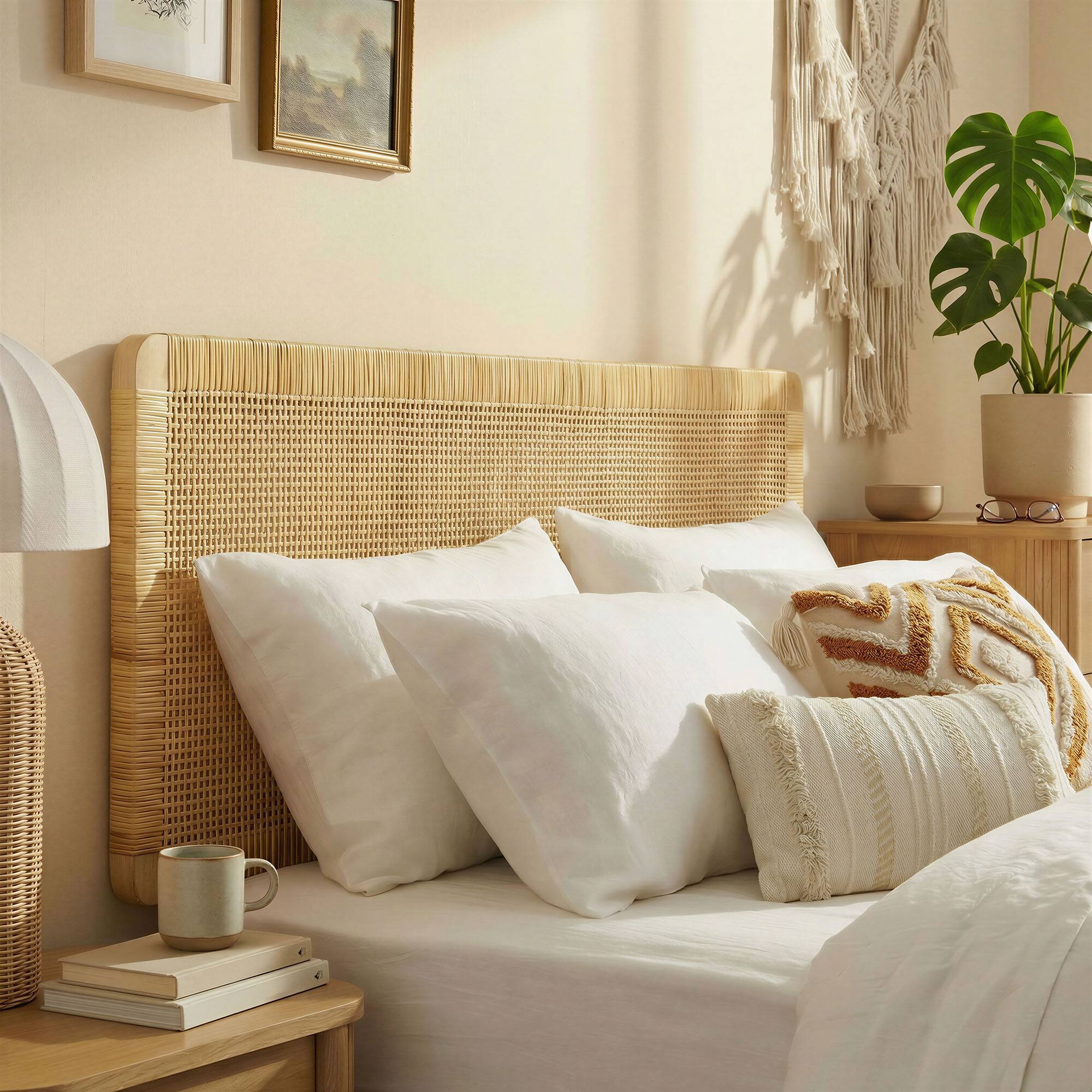 Alt View 1. Modway - Sandy Wall Mounted Wood and Rattan Headboard by Modway - Natural Rattan.