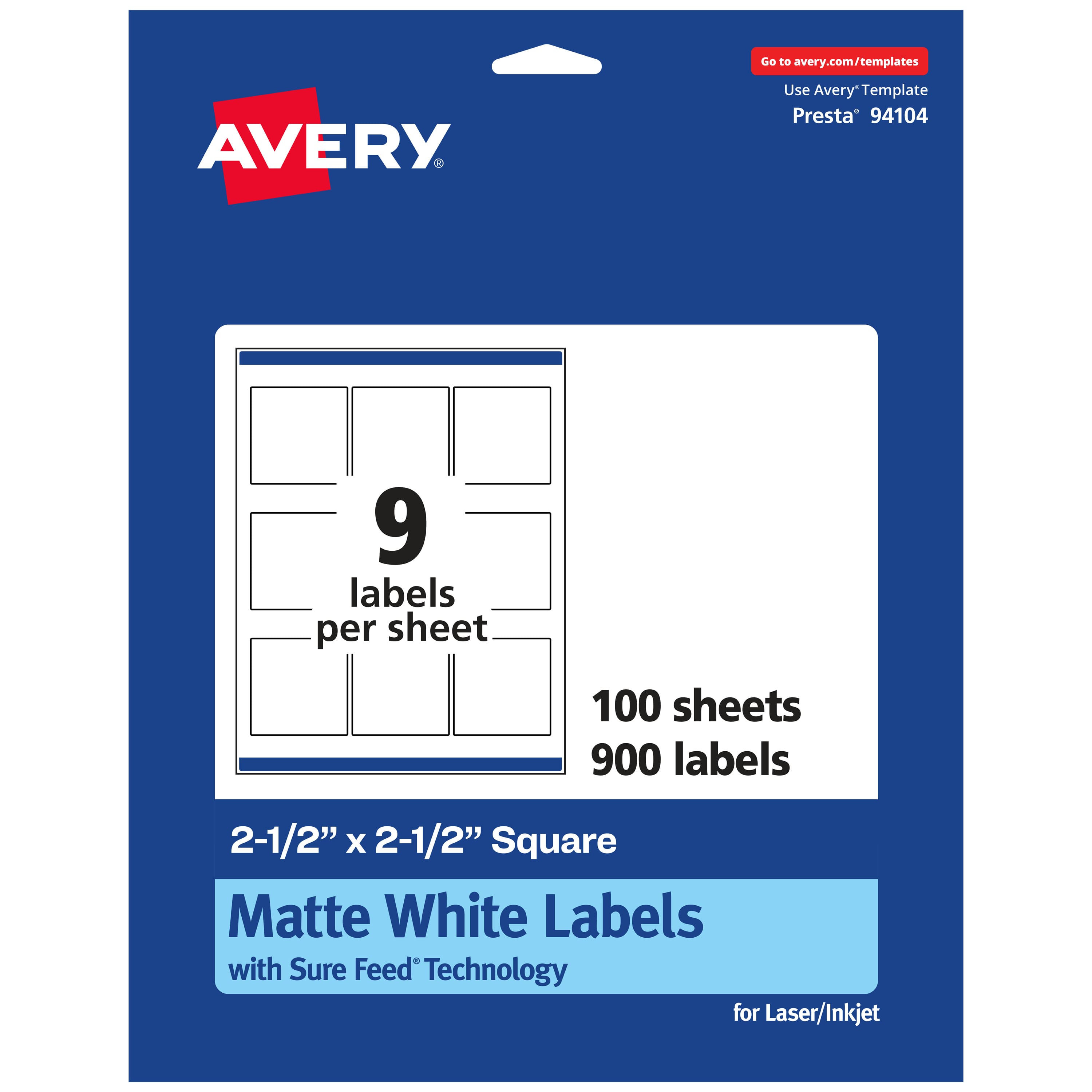 "Avery - Matte Square Labels, 2.5"" x 2.5"", 900 Labels - White" price history on PriceWatchPro