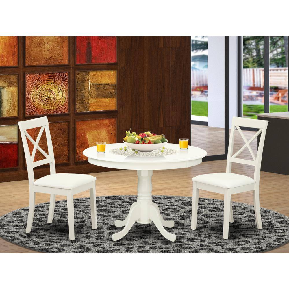 Left. East West Furniture - Dining Room Set Linen White - Brown.