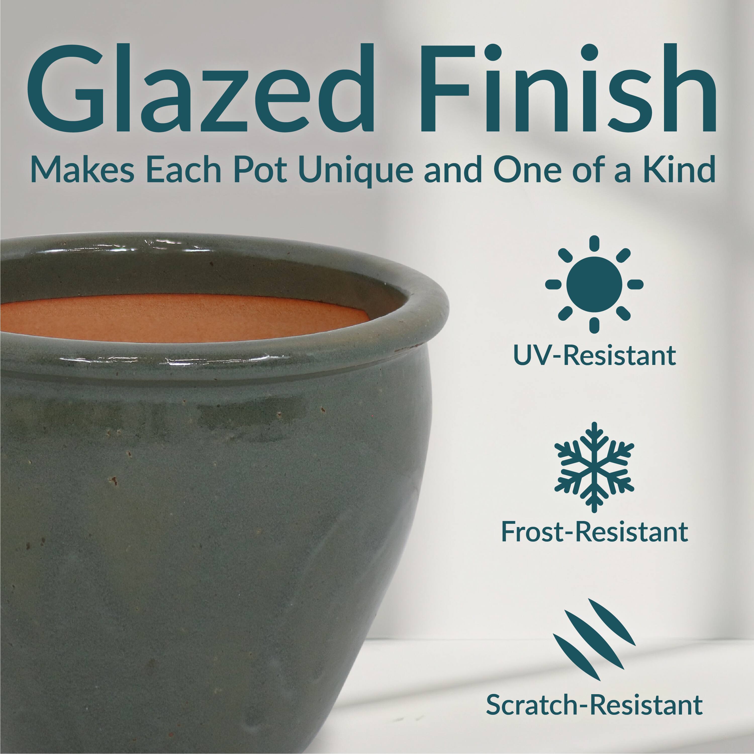 Glazed Finish  
Makes Each Pot Unique and One of a Kind  

- UV-Resistant  
- Frost-Resistant  
- Scratch-Resistant