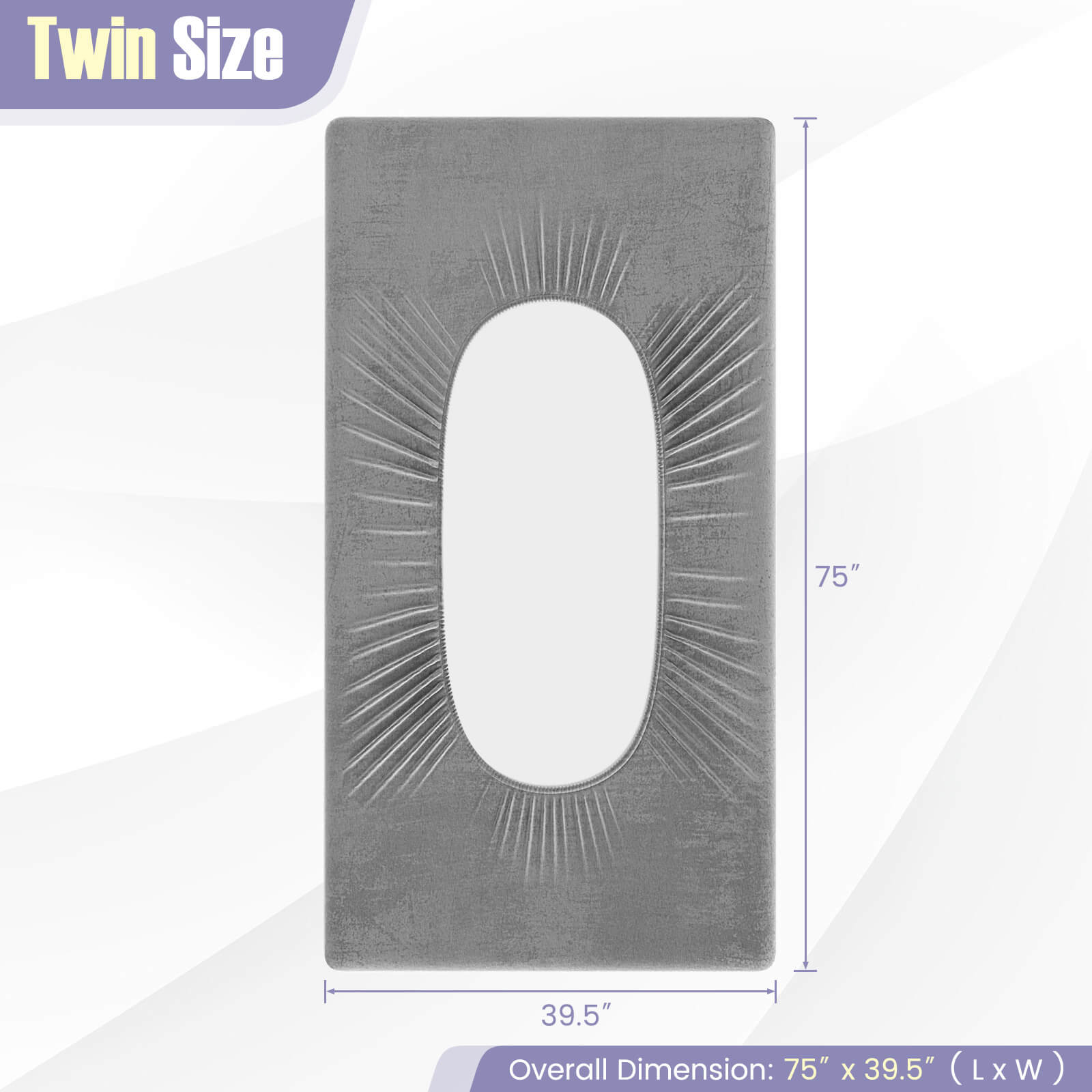 Twin Size

Overall Dimension: 75" x 39.5" (L x W)