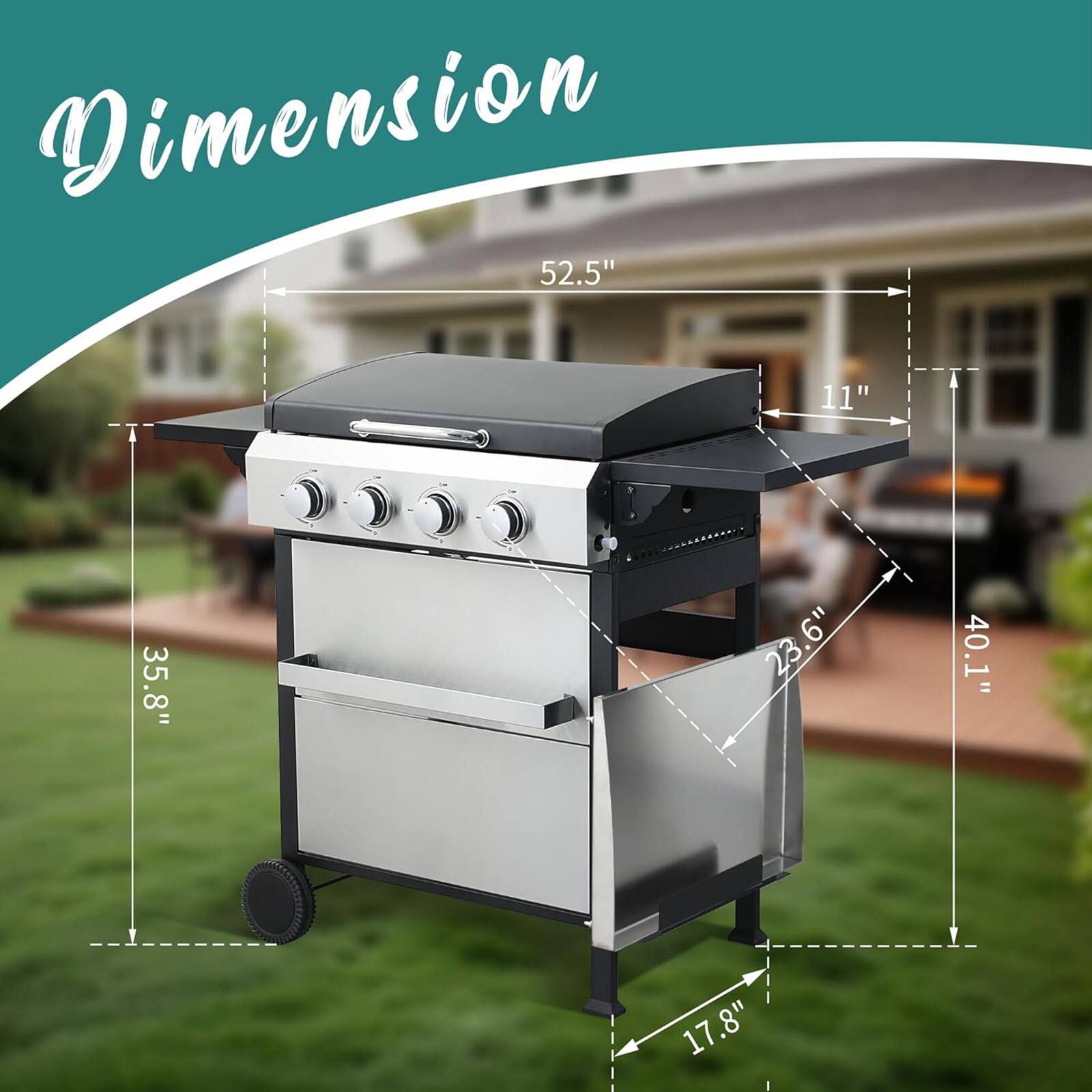 Dimension  
52.5"  
11"  
35.8"  
23.6"  
40.1"  
17.8"