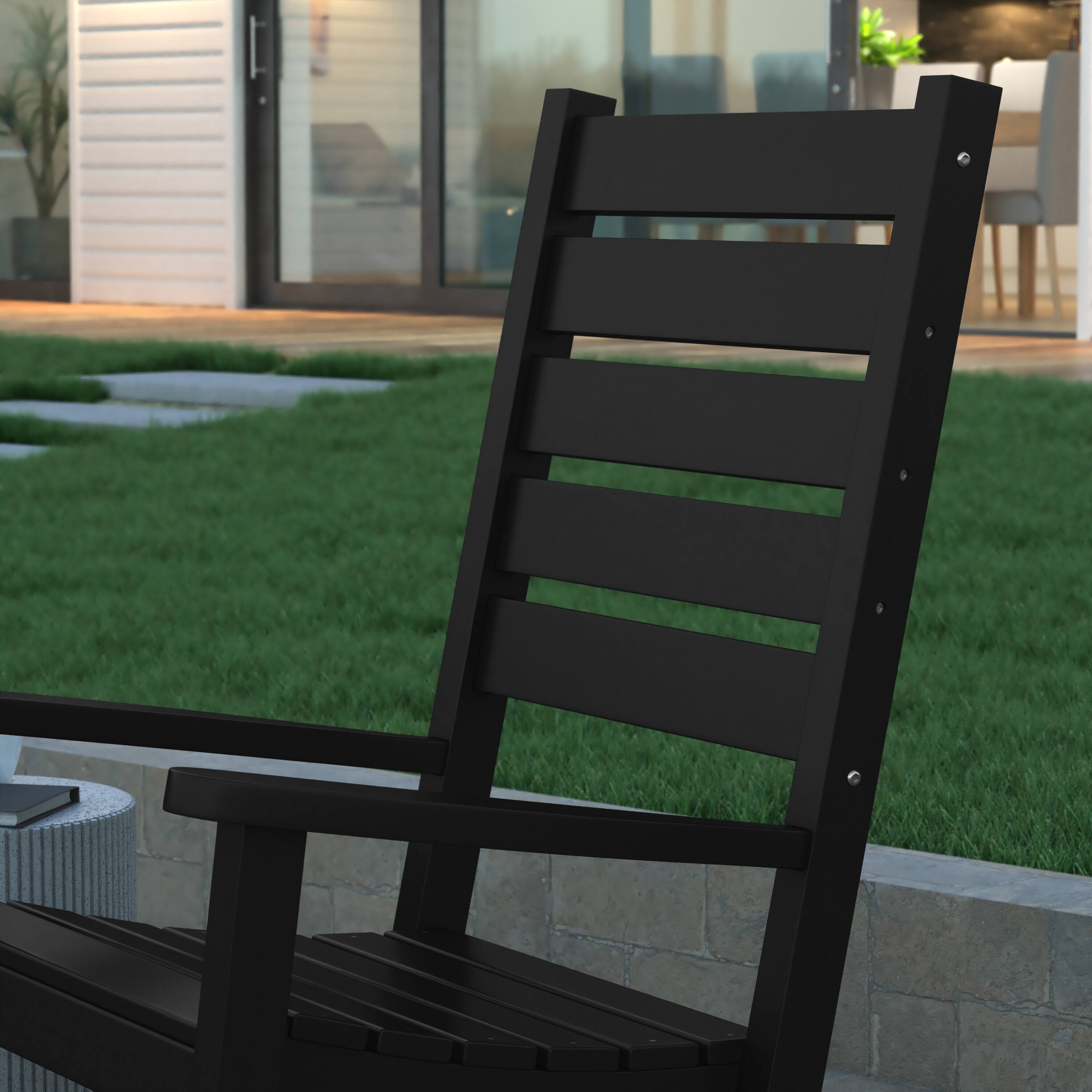 Alt View 4. Emma + Oliver - Florian Contemporary Rocking Chair, All-Weather HDPE Indoor/Outdoor Rocker - Black.