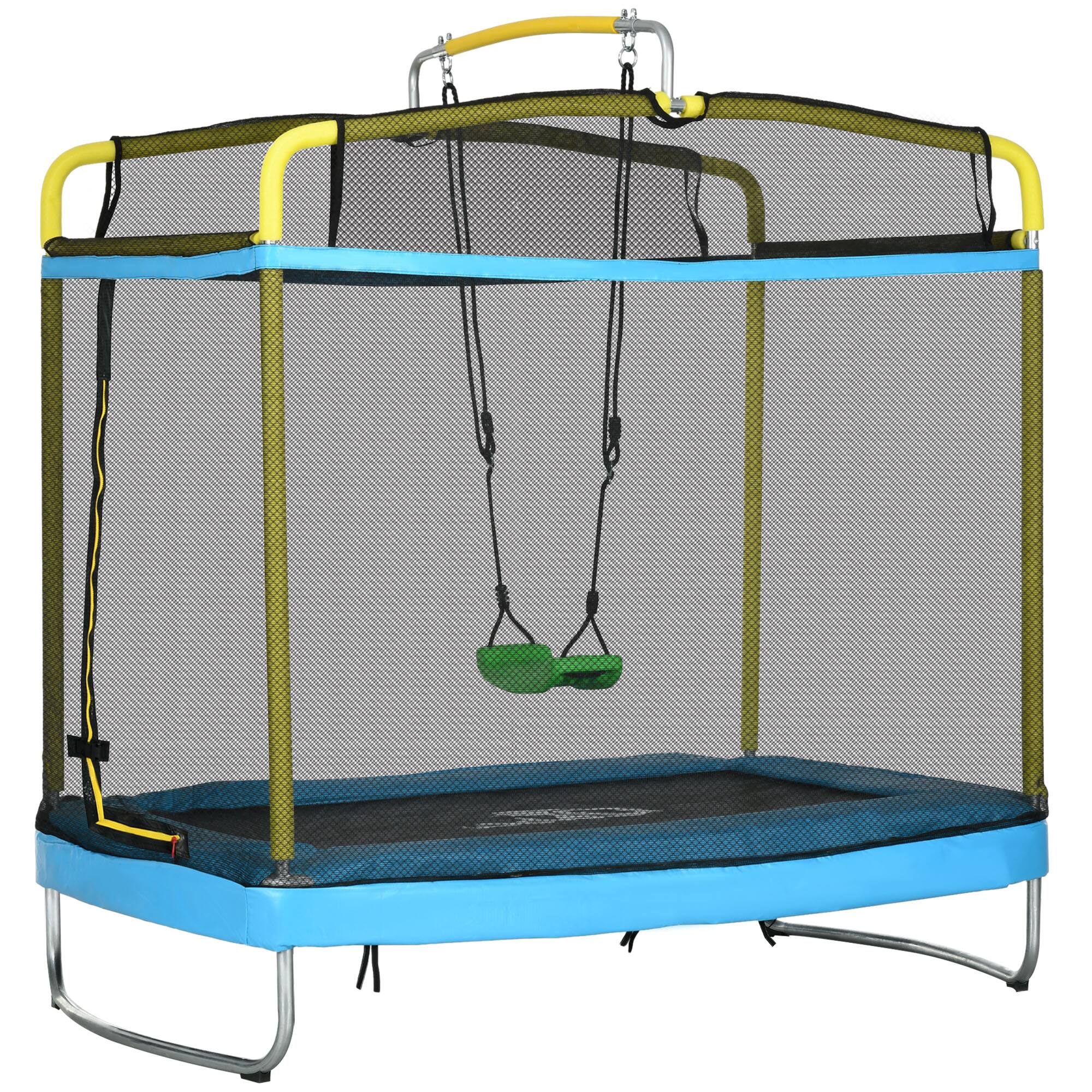 Front. Qaba - Trampoline for Kids, 6.9' Kids Trampoline with Net - Light Blue.