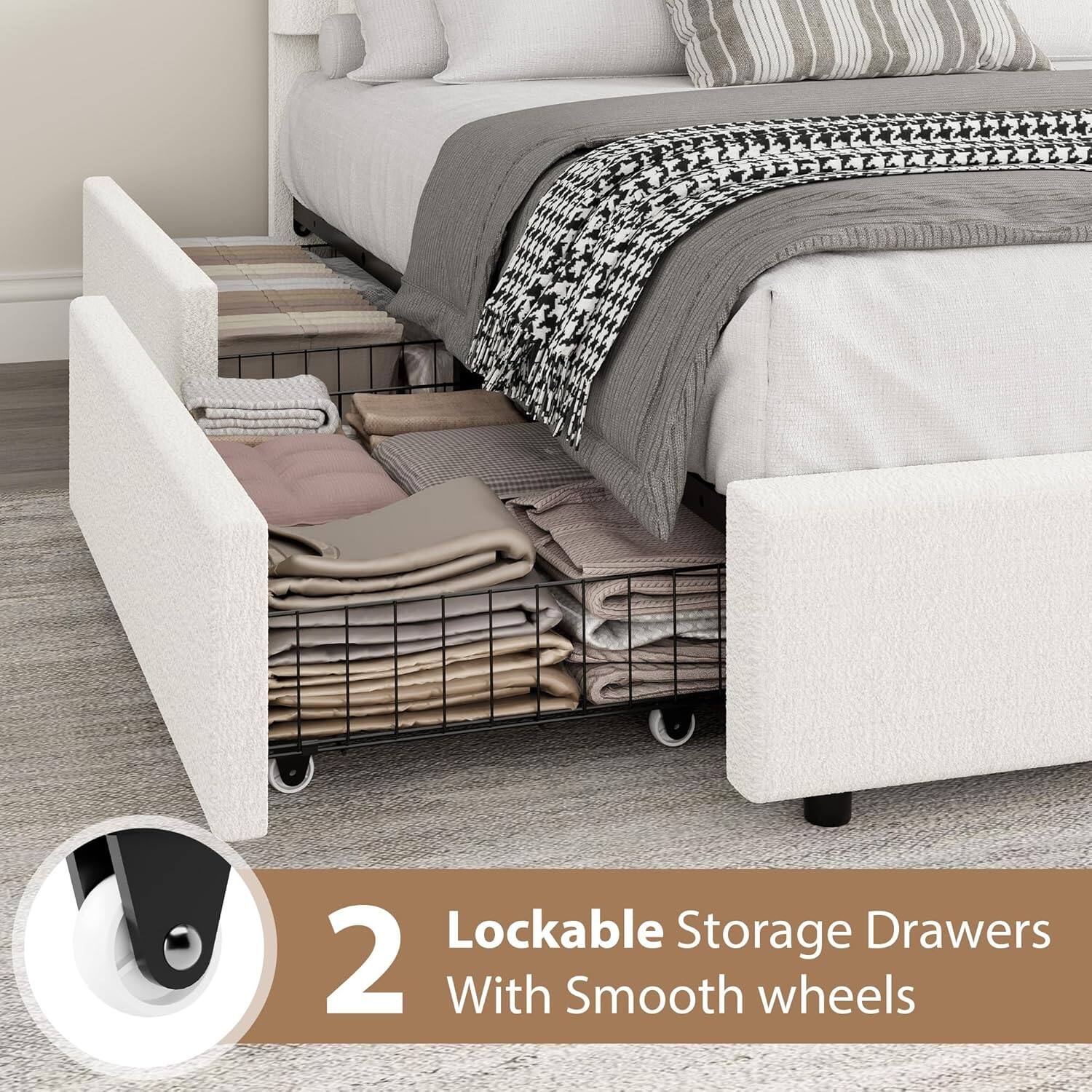 2 Lockable Storage Drawers With Smooth Wheels