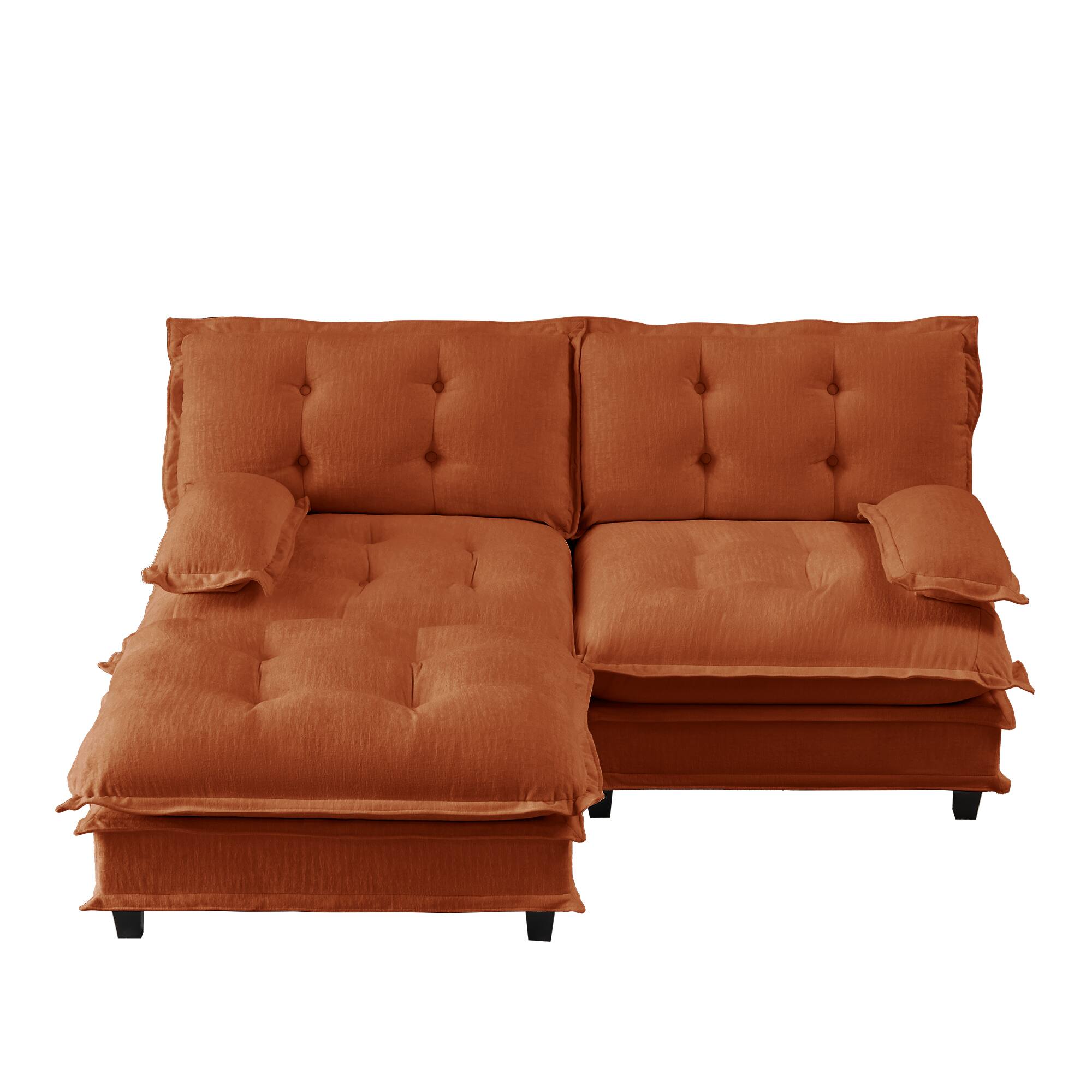 Alt View 2. Roomtec - 77 inch L Shaped Modern Sofa Modular Sectional Cloud Couch with Ottoman 2Seat Chenille Deep Seat Sofa with Comfy - Orange.