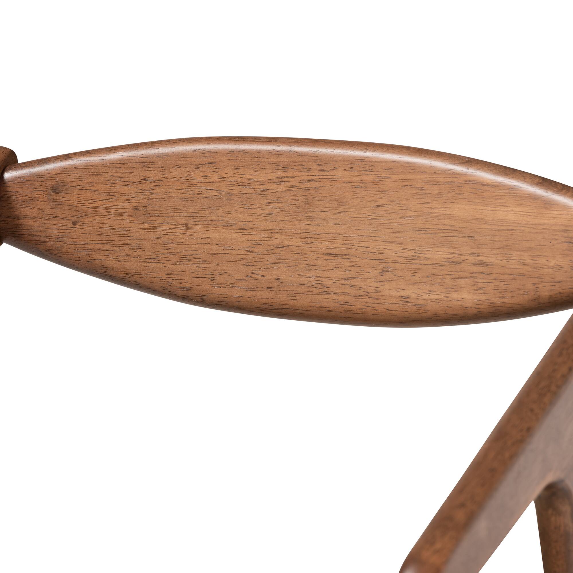 Back. Baxton Studio - Harland Mid Century Faux Leather Upholstered and Finished Wood 2-Piece Dining Chair Set - Grey/Walnut Brown.