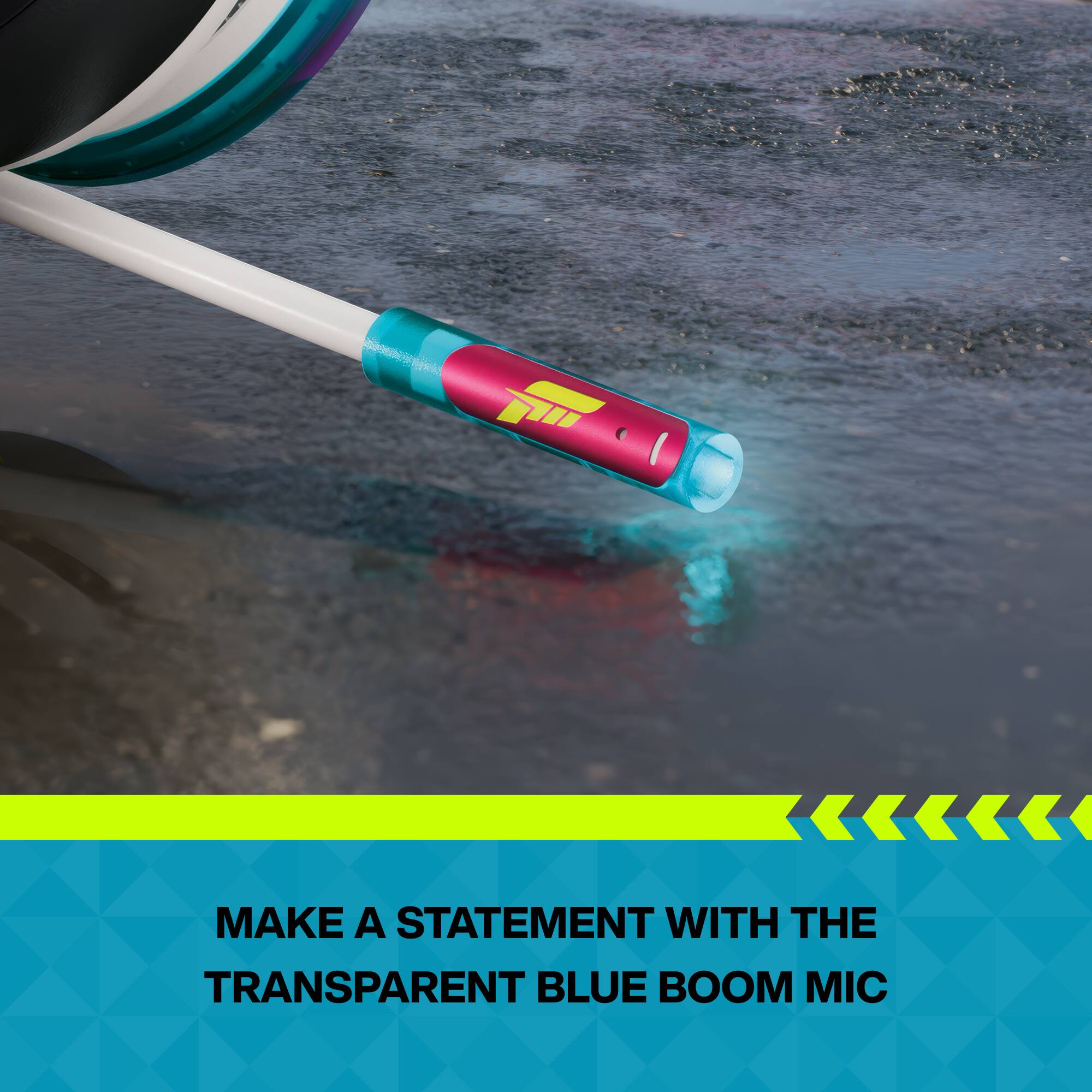 MAKE A STATEMENT WITH THE TRANSPARENT BLUE BOOM MIC