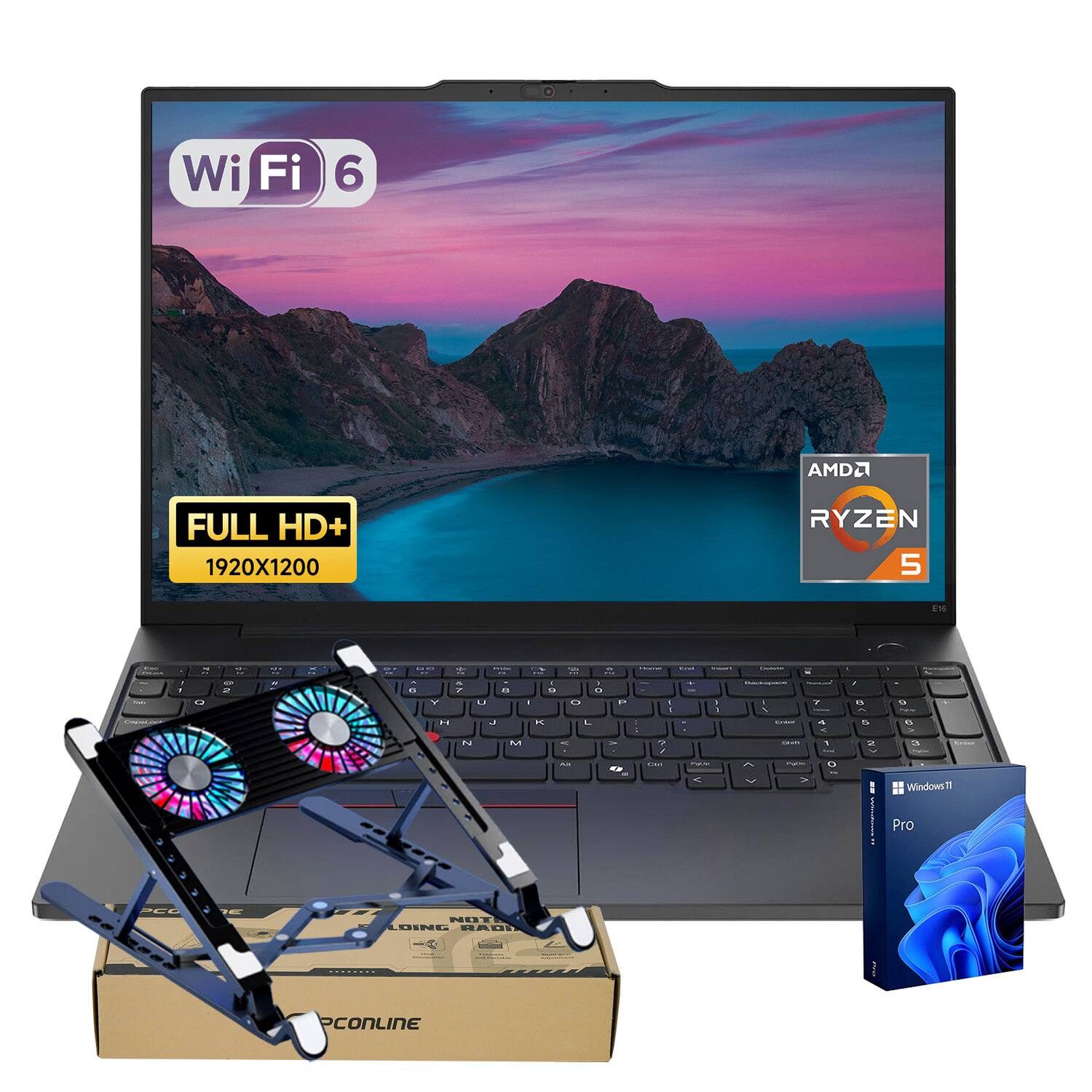 Wi-Fi 6  
AMD Ryzen 5  
FULL HD+ 1920x1200  
Windows 11 Pro  
PCONLINE
