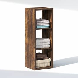 Furinno - CUBIC Closet Organizers, 3-Cube Closet Organizer, Open Shelf, Extra Thick Frame, for Wardrobe, Bedroom, Living Room - Amber Pine