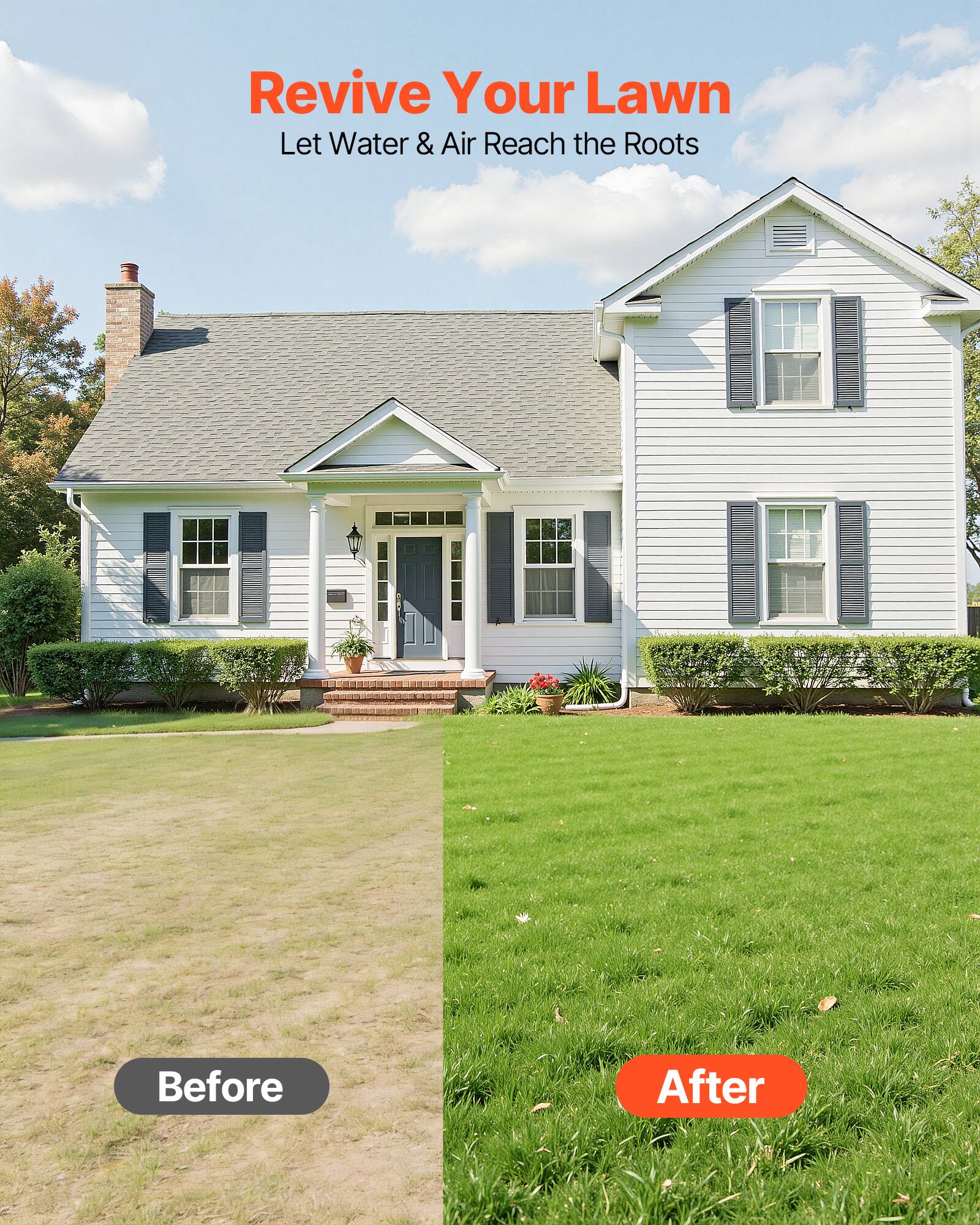 Revive Your Lawn  
Let Water & Air Reach the Roots  
Before  
After