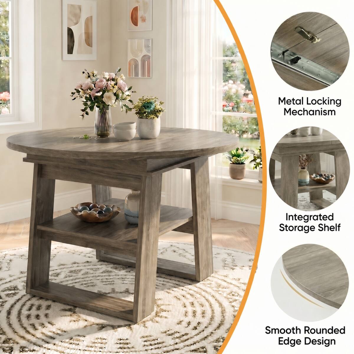 Metal Locking Mechanism  
Integrated Storage Shelf  
Smooth Rounded Edge Design