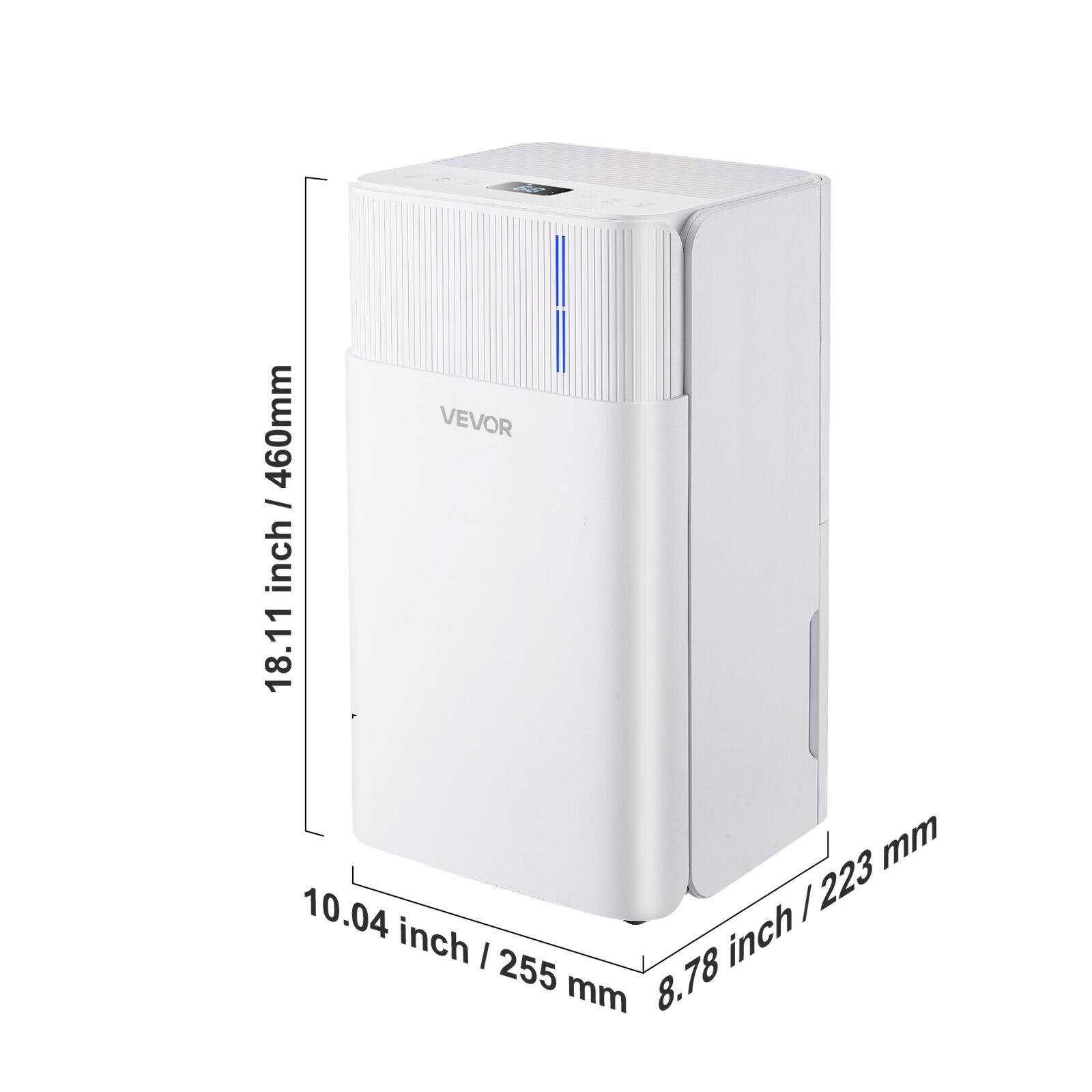 460mm / 18.11 inch  
10.04 inch / 255 mm  
8.78 inch / 223 mm