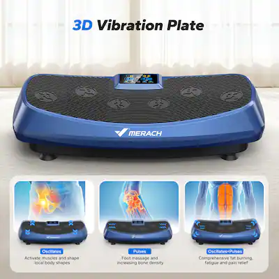 MERACH - 3D Vibration Plate Exercise Machine 7-in-1 Vibration Plate with Glide, Swing & Massage for Whole Body Workout - Blue MERACH - 3D Vibration Plate Exercise Machine 7-in-1 Vibration Plate with Glide, Swing & Massage for Whole Body Workout - Blue