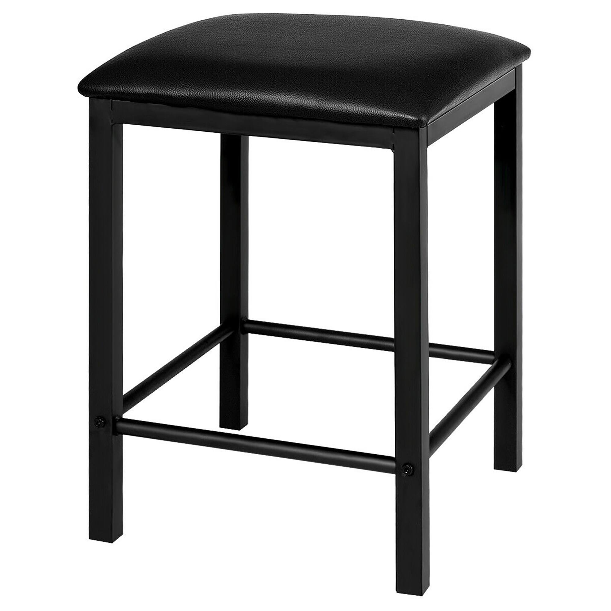 Alt View 19. Costway - 3 Piece Counter Height Dining Set Faux Marble Table 2 Chairs Kitchen Bar Black - Black.