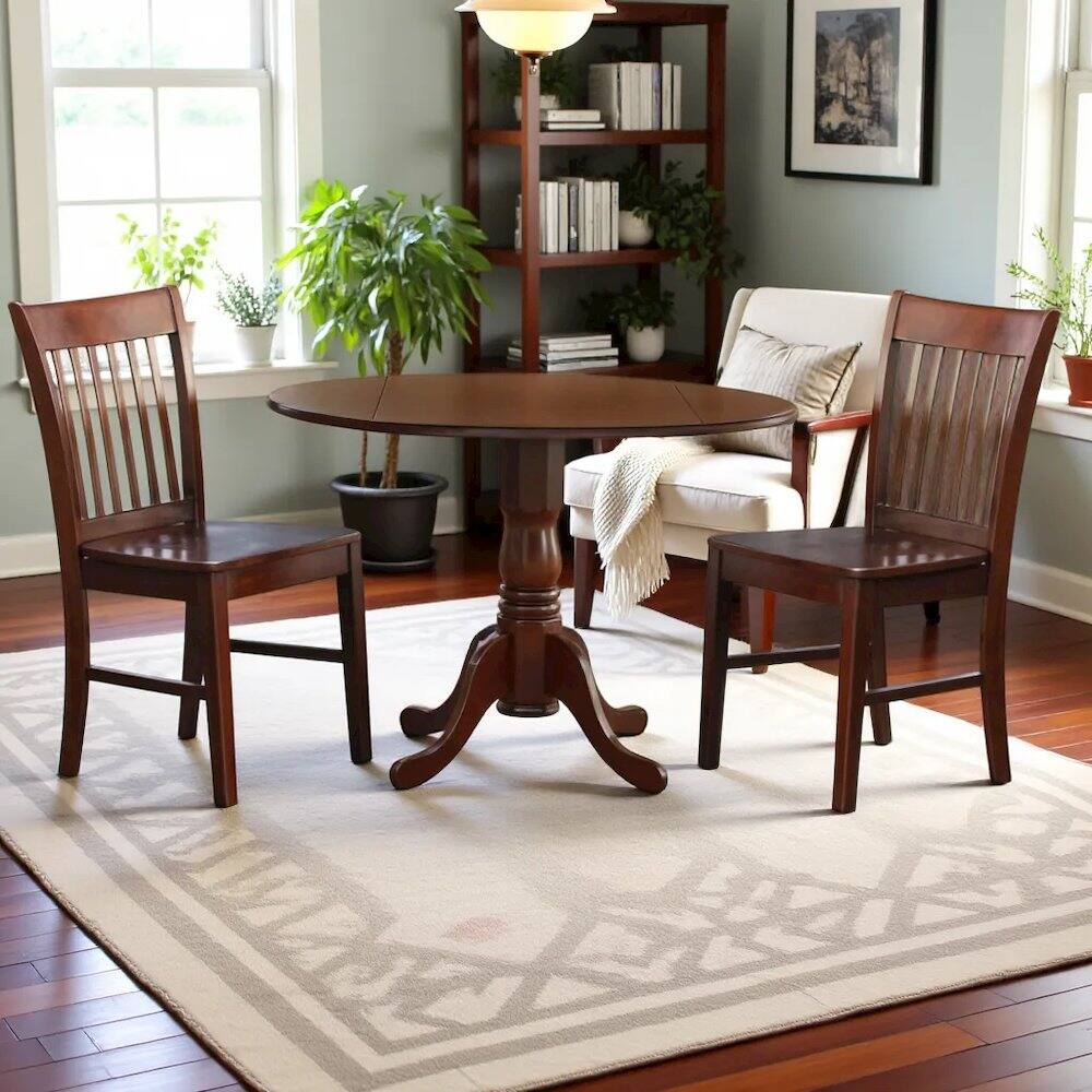 Alt View 1. FurniFact - Elegant 3-Piece Kitchen Nook Set – High Top Table & Two Chairs - Mahogany.