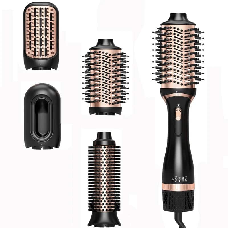 NICEBAY - Hair Dryer Brush, Oval Brush Head Hot Air Brush Styler & Volumizer with Ionic Technology, NTC Smart Temp Control - Gold