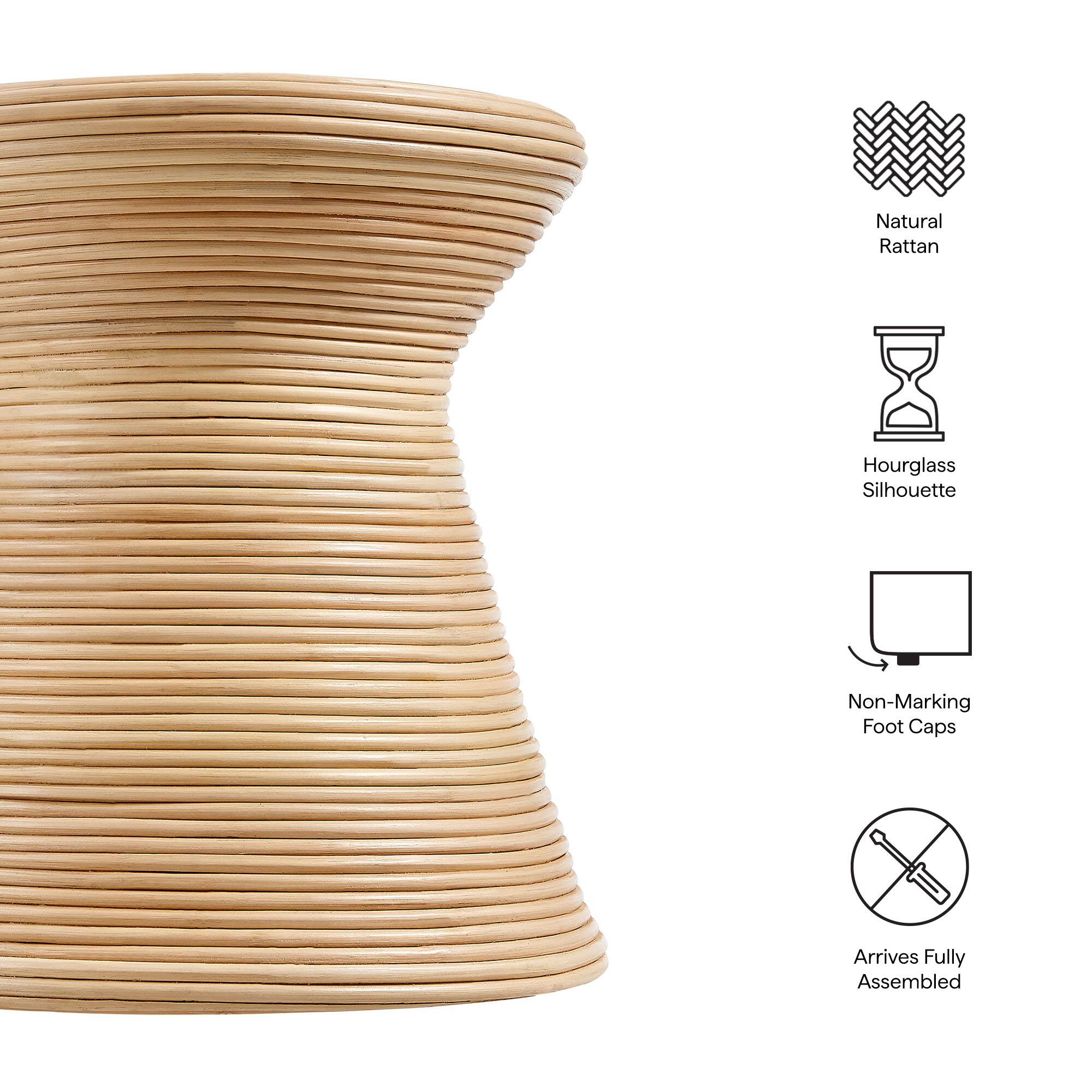 Natural Rattan Hourglass Silhouette Non-Marking Foot Caps Arrives Fully Assembled